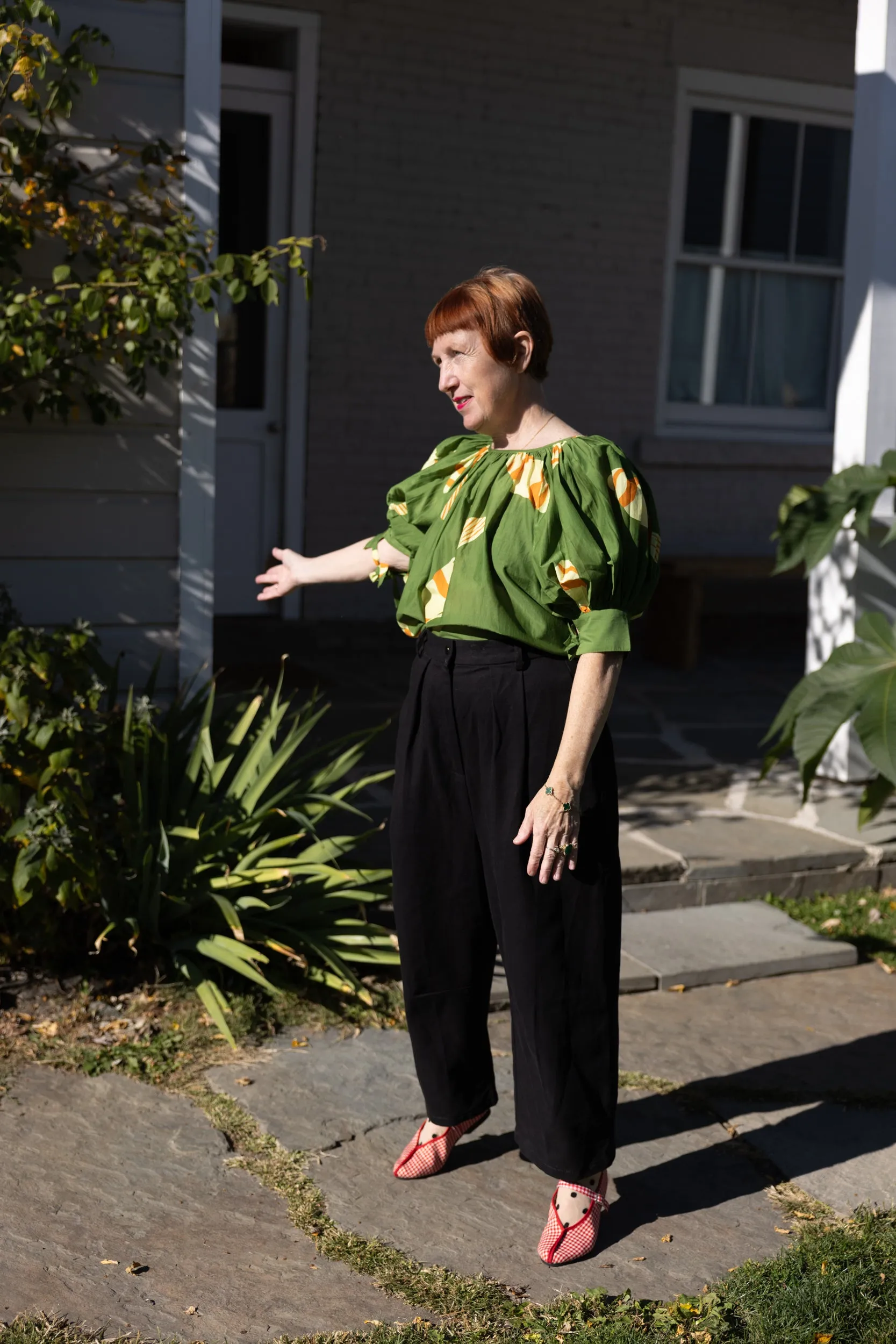 Juli Puff Sleeve Top - Green Fish sold by Nikki Chasin product image thumbnail 2