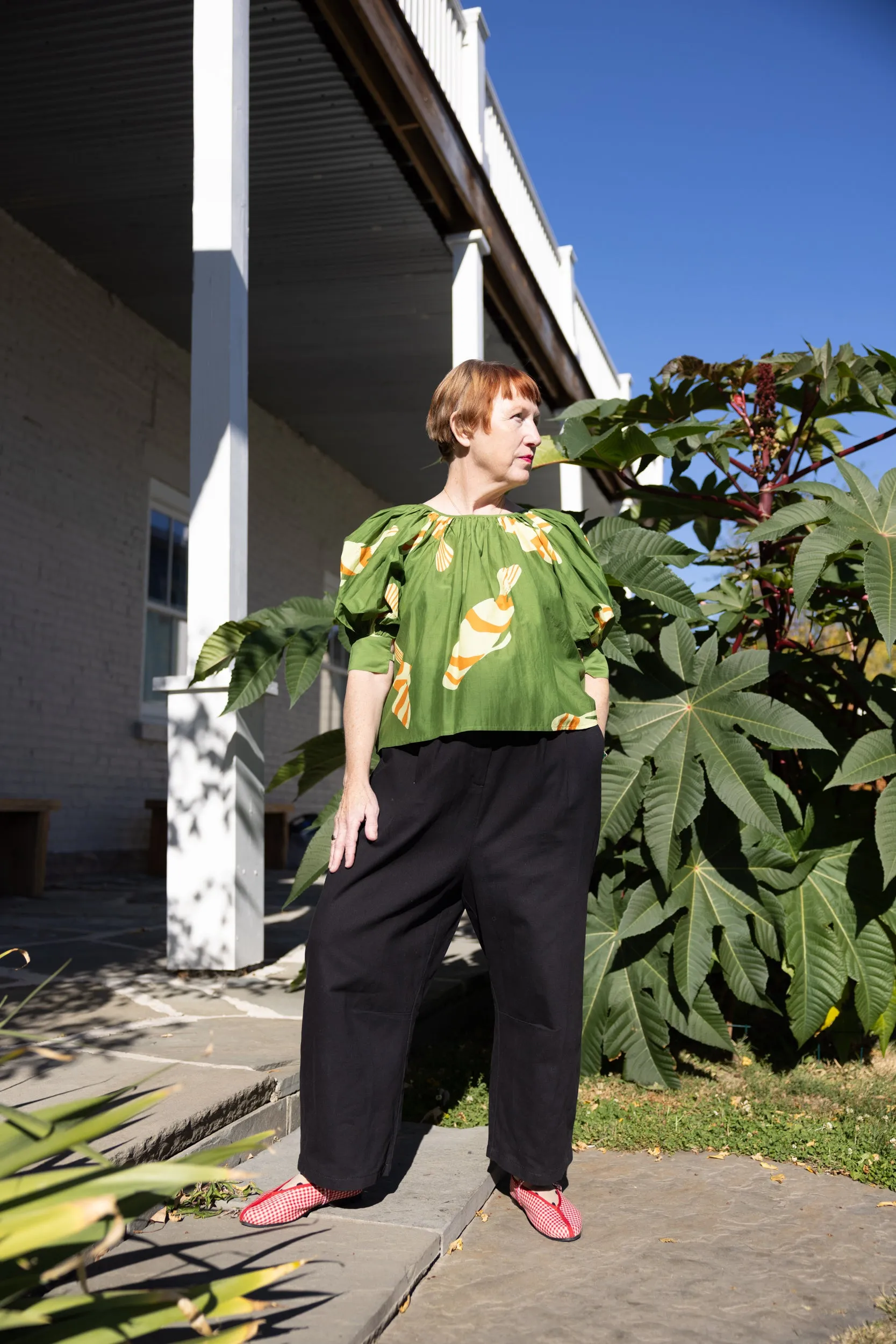 Juli Puff Sleeve Top - Green Fish sold by Nikki Chasin product image thumbnail 4