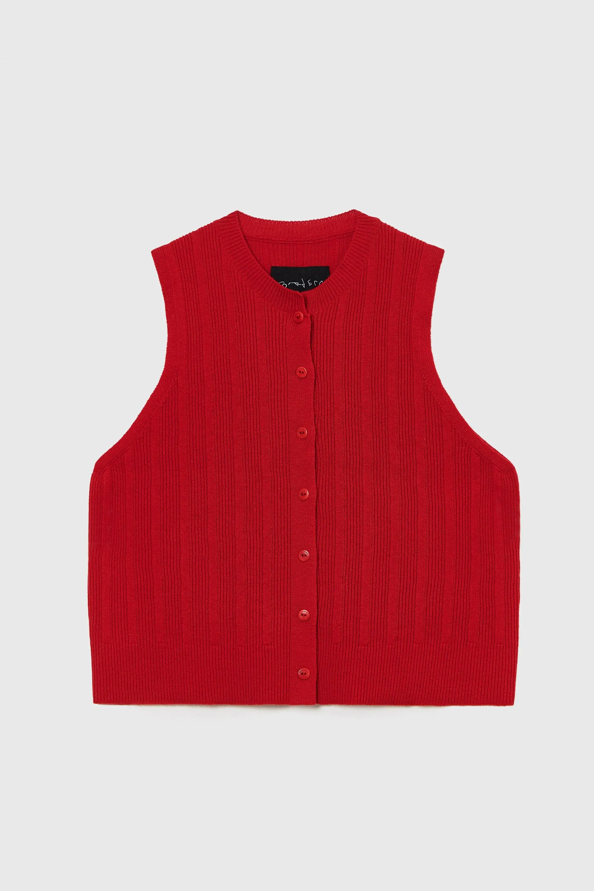 Merino Wool Ribbed Waistcoat Red sold by Nikki Chasin product image thumbnail 4