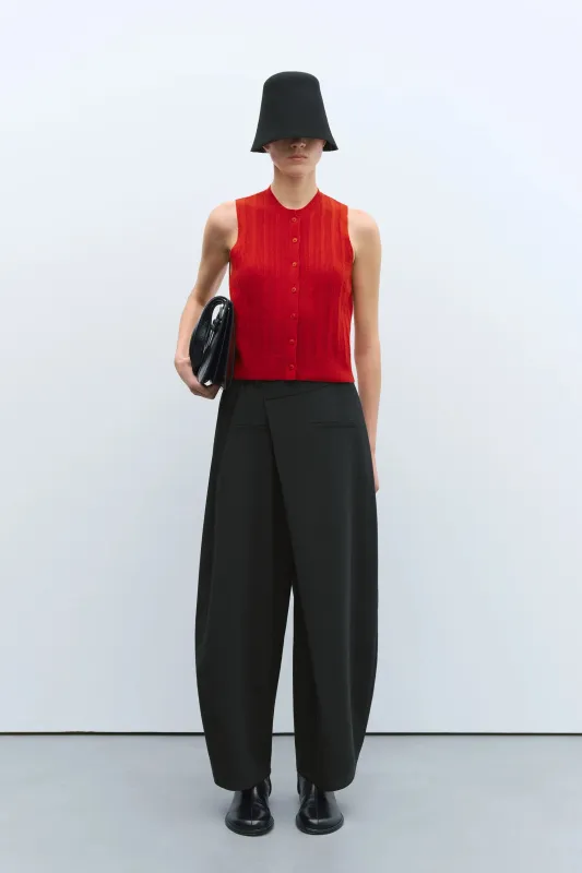 Merino Wool Ribbed Waistcoat Red made by Cordera