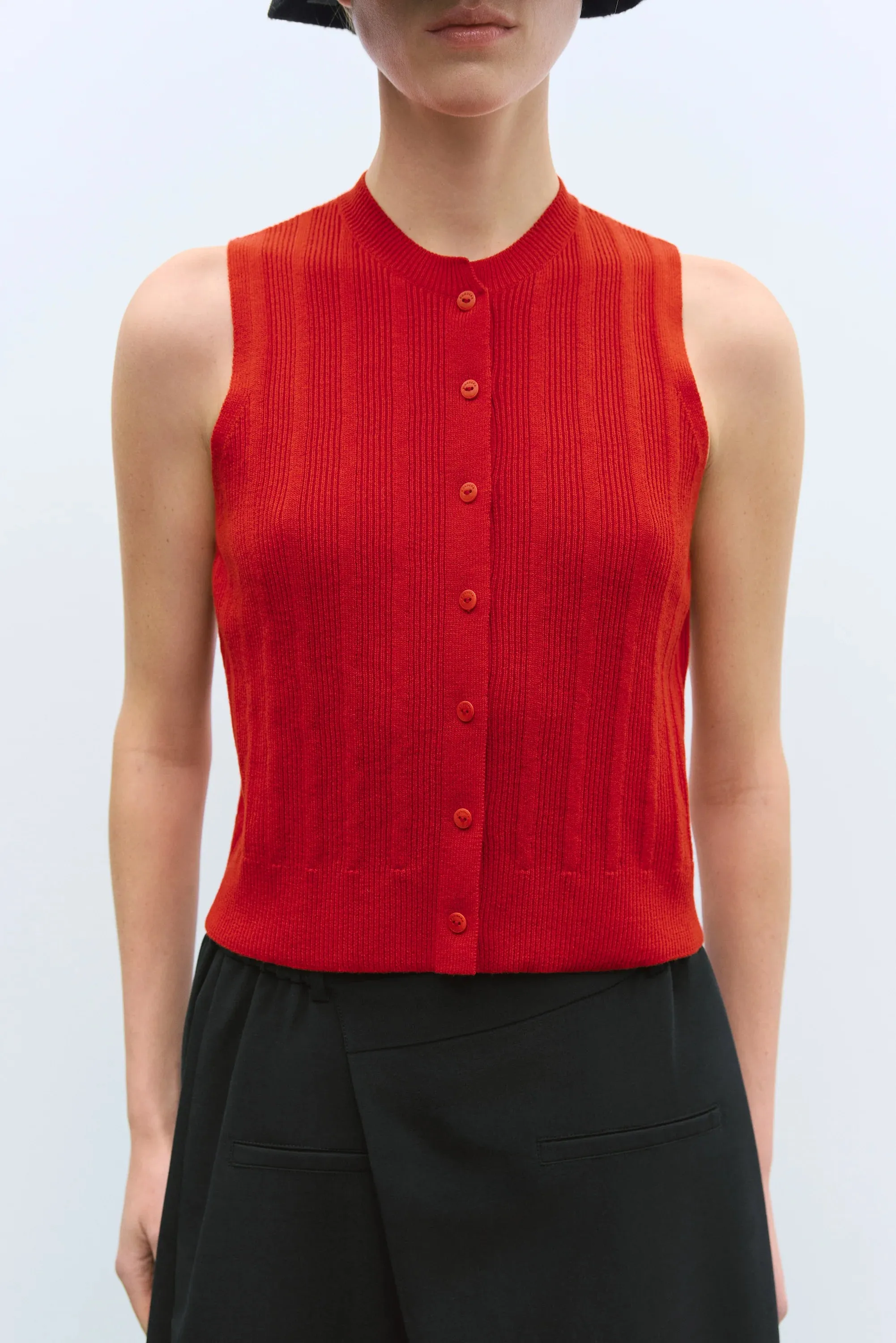 Merino Wool Ribbed Waistcoat Red sold by Nikki Chasin product image thumbnail 2
