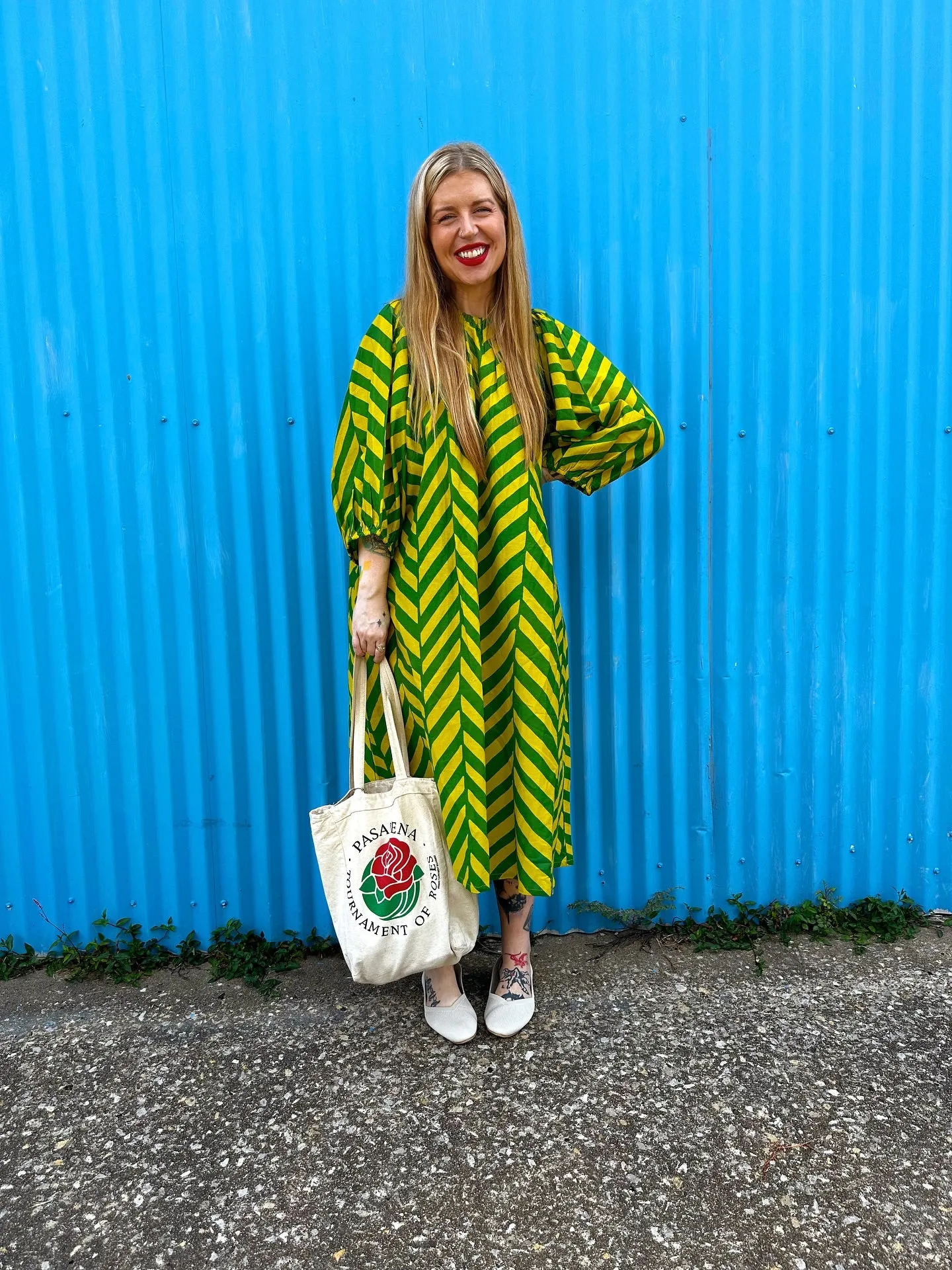 Ballad Dress - Pickle/Samovar Chevron sold by Nikki Chasin