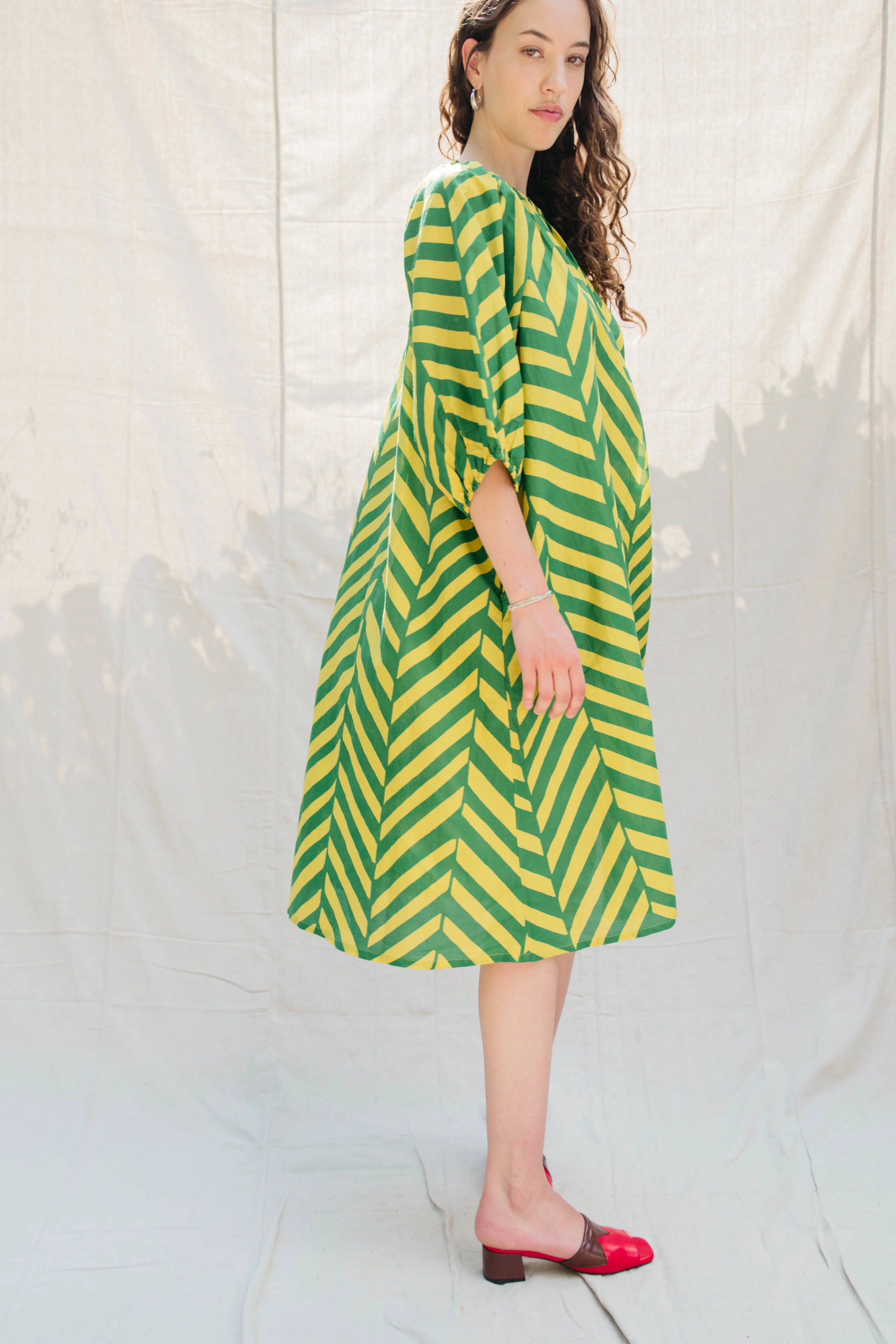 Ballad Dress - Pickle/Samovar Chevron sold by Nikki Chasin product image thumbnail 4
