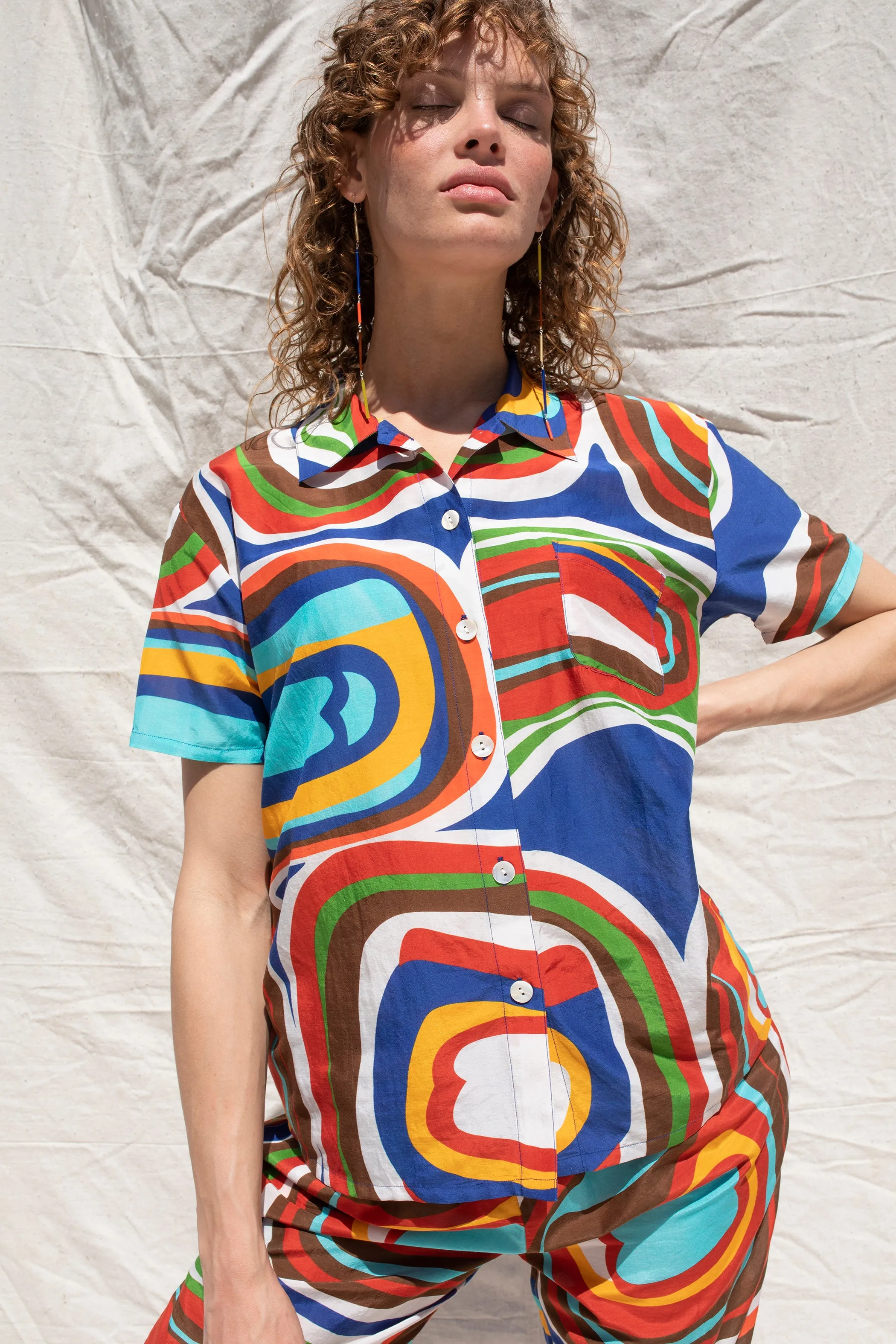 Cropped Dylan Shirt- Void Print sold by Nikki Chasin product image thumbnail 3