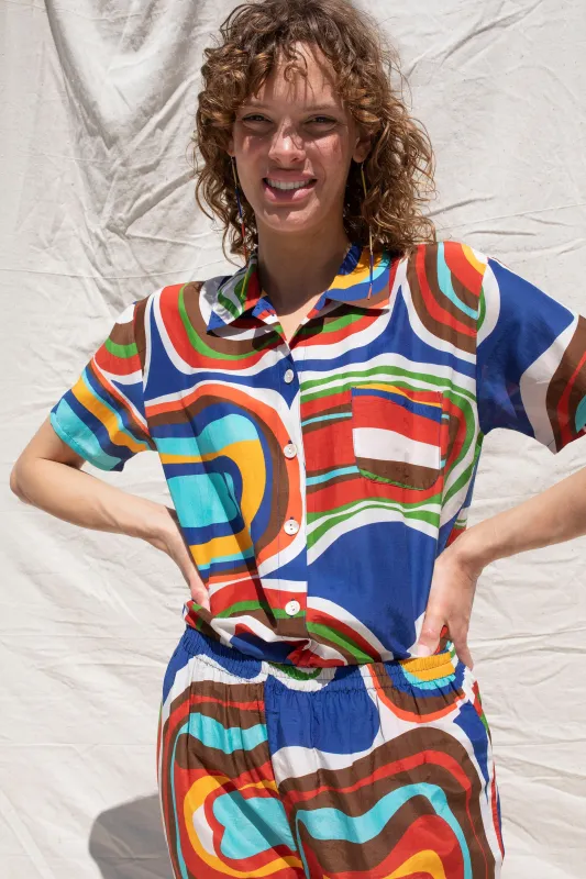 Cropped Dylan Shirt- Void Print made by Nikki Chasin