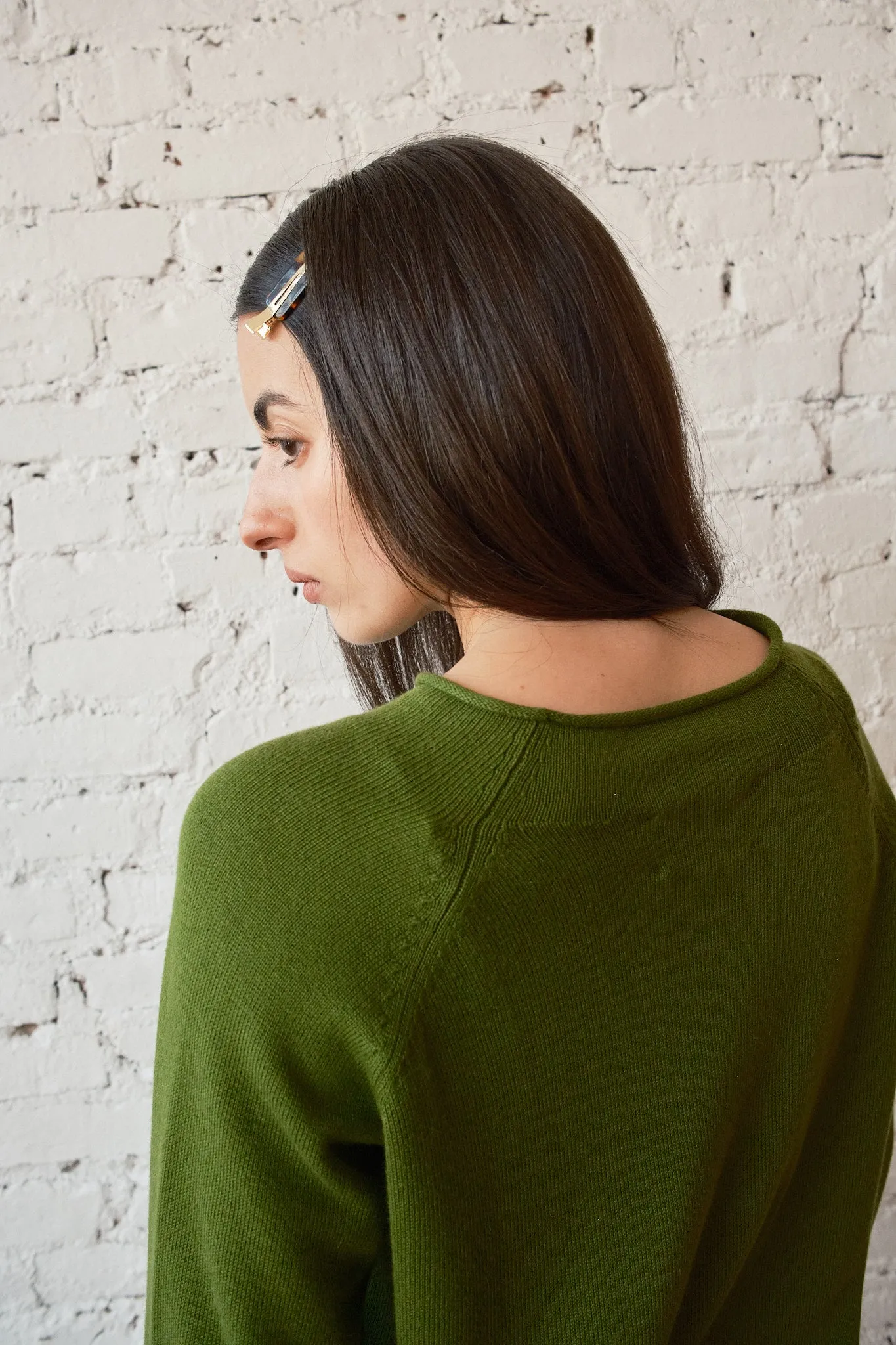 Ida Rollneck Cotton/Cashmere Cardigan - Moss sold by Nikki Chasin product image thumbnail 4