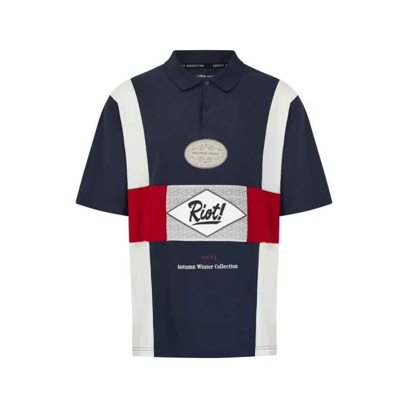 OVERSIZED PANELLED POLO in BLUE made by Martine Rose