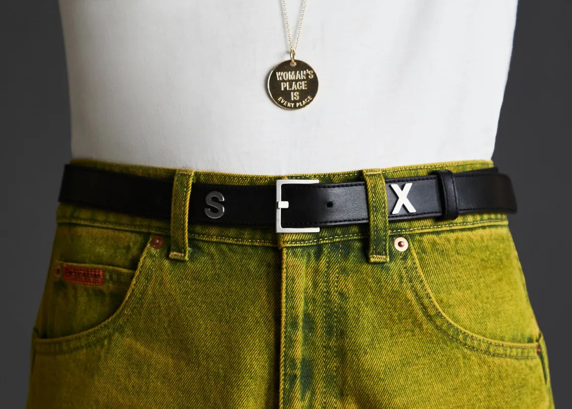 SEX LETTER BELT in BLACK made by Martine Rose