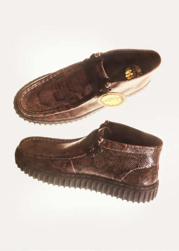 MARTINE ROSE FOR CLARKS TORHILL in BROWN SNAKE made by Martine Rose