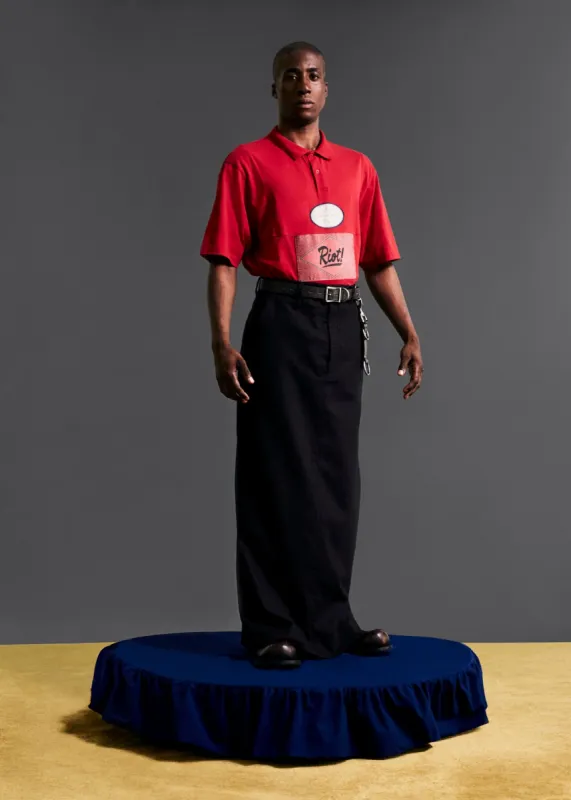 OVERSIZED PANELLED POLO in RED made by Martine Rose