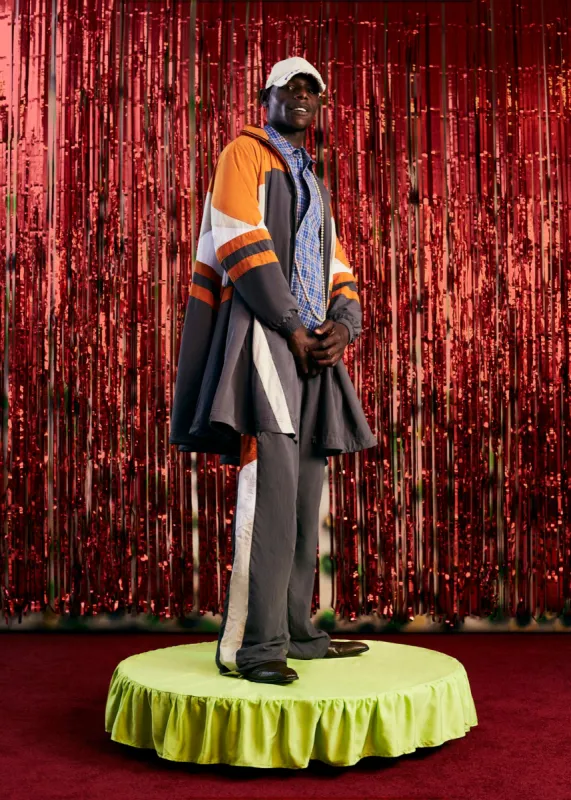 COMPRESSED TRACK JACKET in GREY MULTI made by Martine Rose