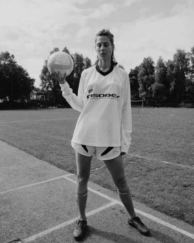 PULLED NECK FOOTBALL TOP in WHITE sold by Martine Rose