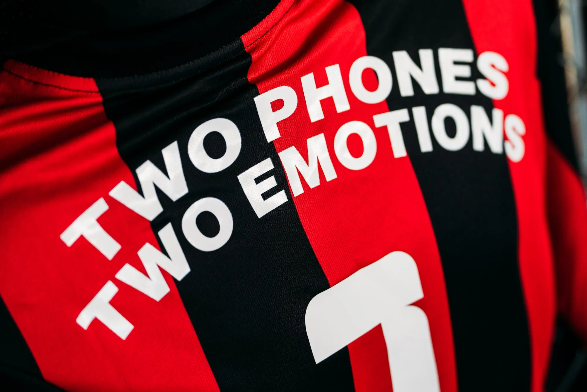 MARTINE ROSE FOR THE HILLBILLIES S/S TWIST FOOTBALL TOP in RED & BLACK sold by Martine Rose product image thumbnail 3