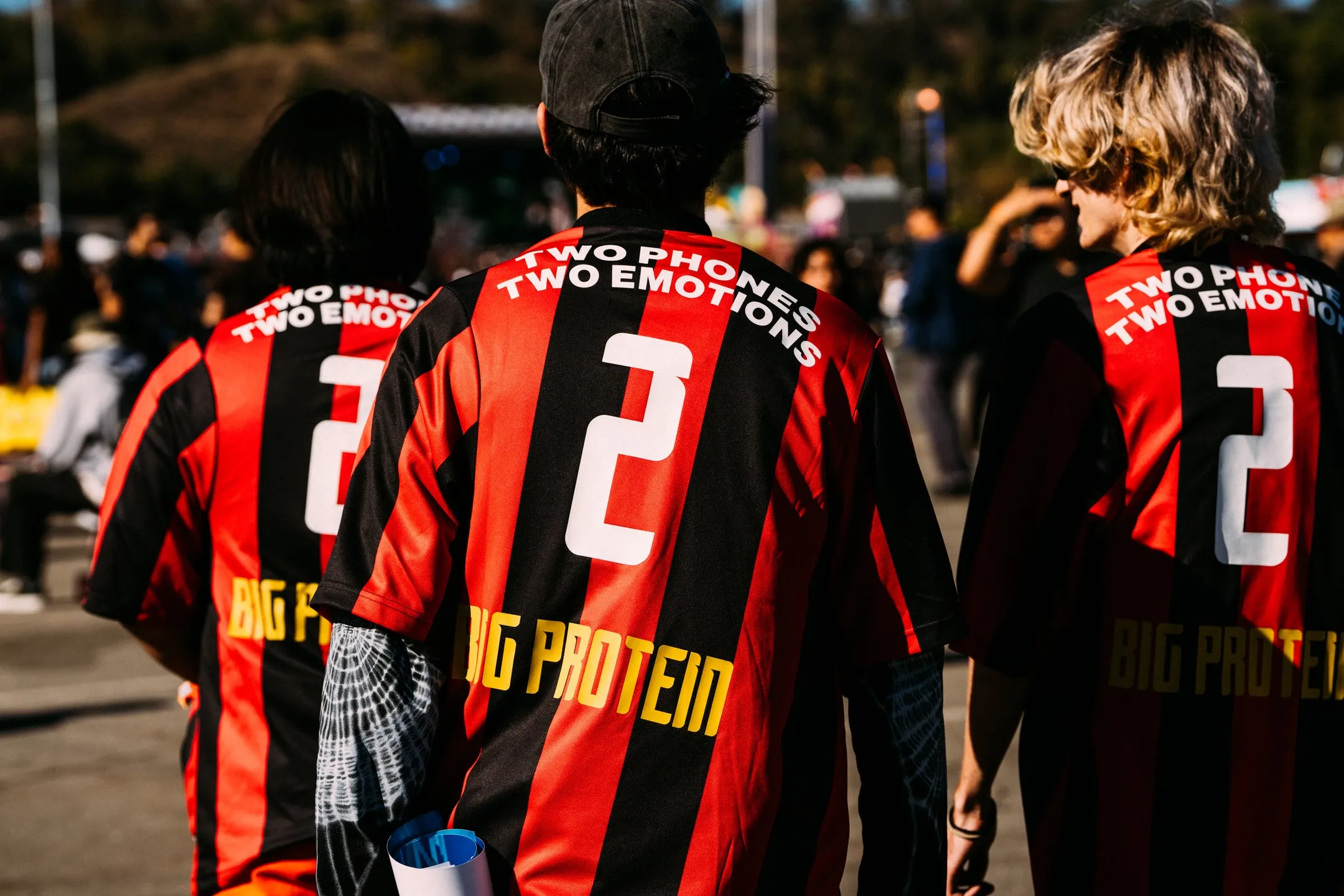 MARTINE ROSE FOR THE HILLBILLIES S/S TWIST FOOTBALL TOP in RED & BLACK sold by Martine Rose