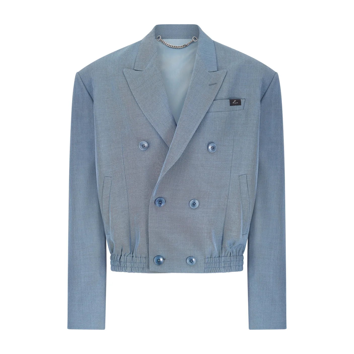 ELASTICATED DB TAILORED JACKET in BLUE GREY sold by Martine Rose product image thumbnail 5