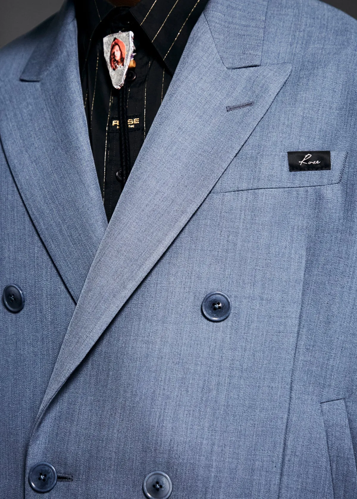 ELASTICATED DB TAILORED JACKET in BLUE GREY sold by Martine Rose product image thumbnail 3