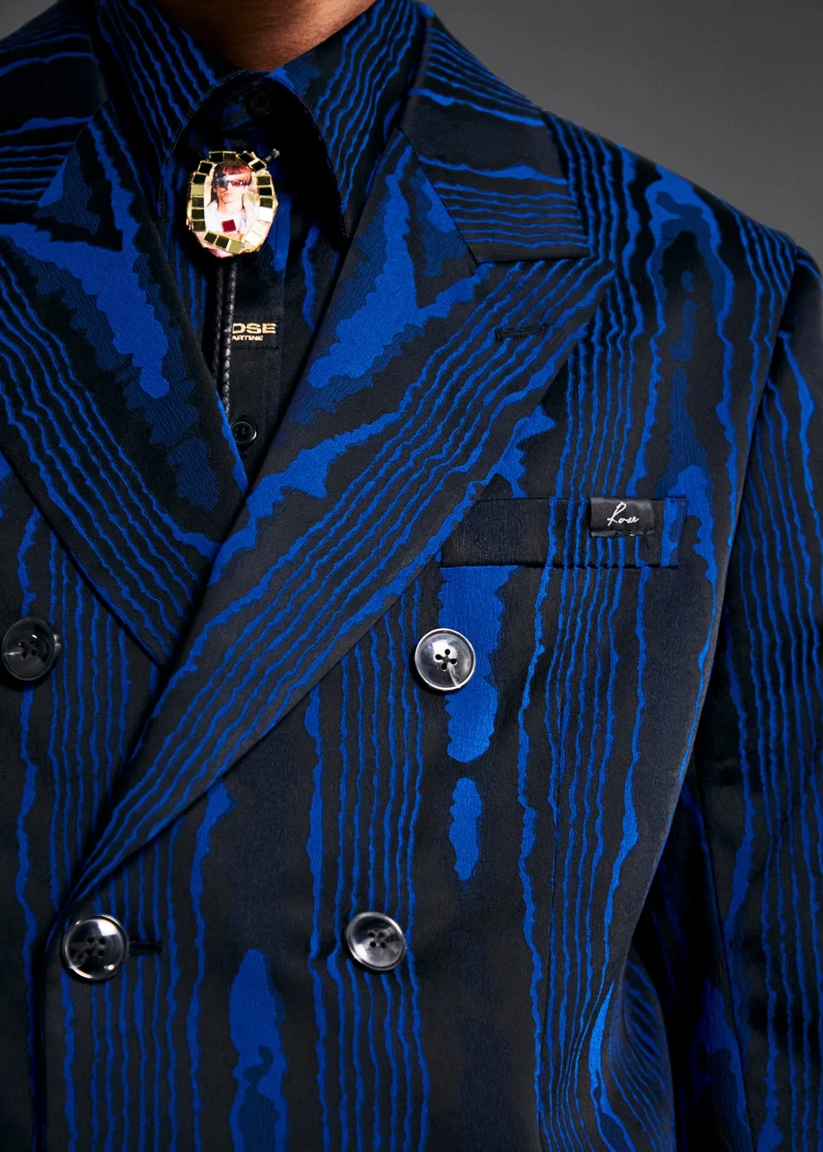 DOUBLE BREASTED SHORT COAT in BLUE BLACK sold by Martine Rose product image thumbnail 3