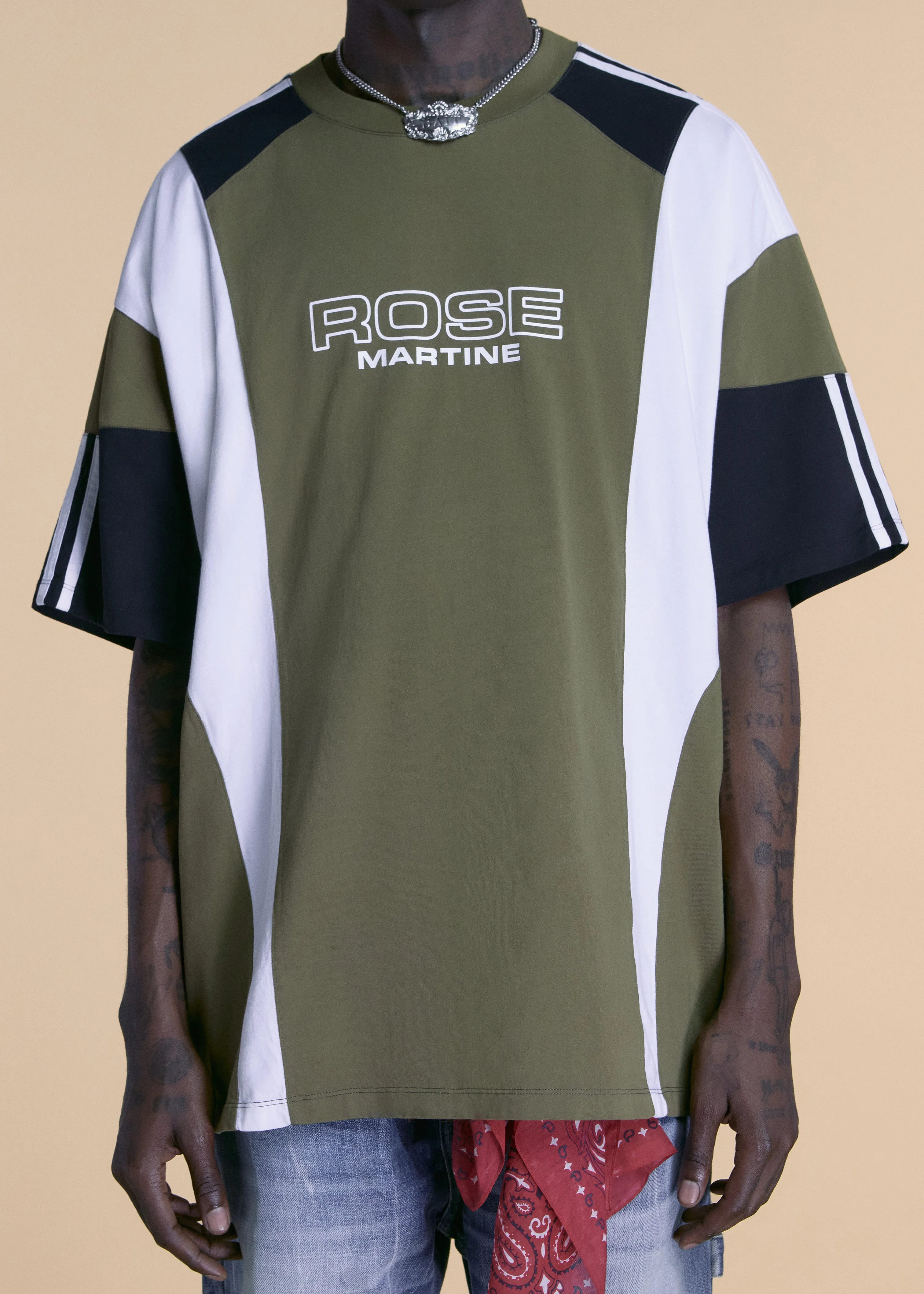OVERSIZED PANELLED T-SHIRT in GREEN sold by Martine Rose product image thumbnail 2