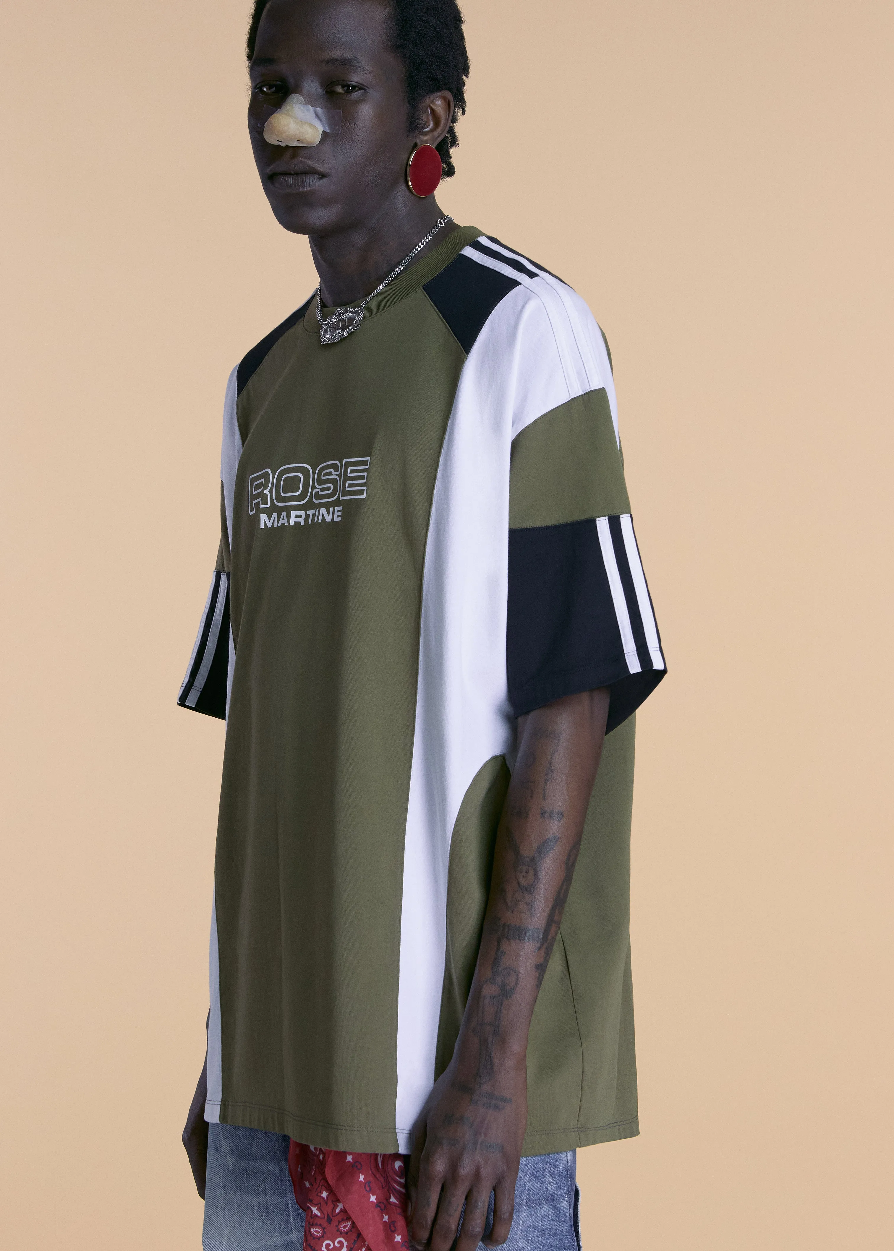 OVERSIZED PANELLED T-SHIRT in GREEN sold by Martine Rose product image thumbnail 3