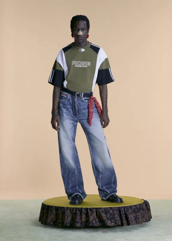 OVERSIZED PANELLED T-SHIRT in GREEN sold by Martine Rose