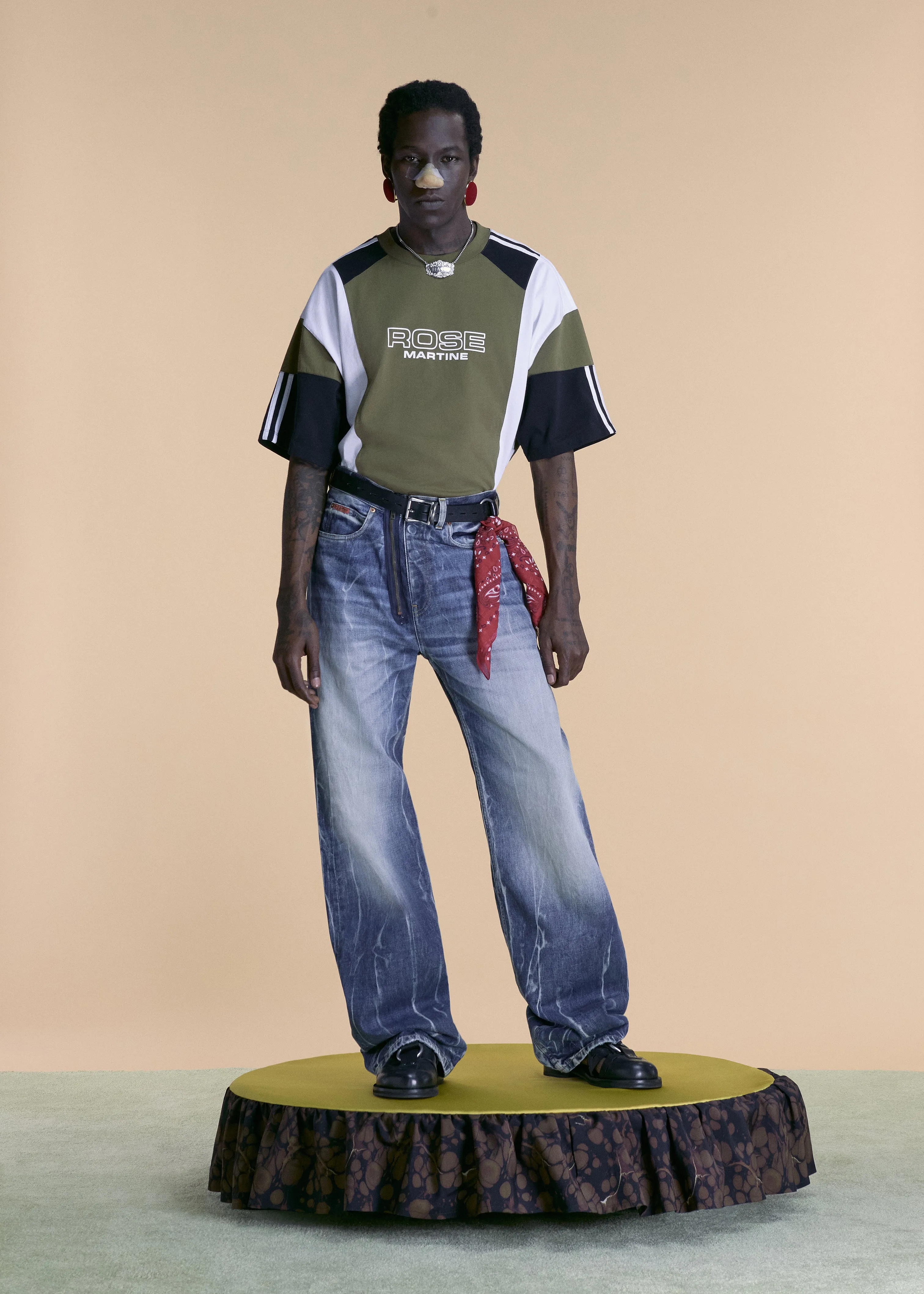 OVERSIZED PANELLED T-SHIRT in GREEN sold by Martine Rose