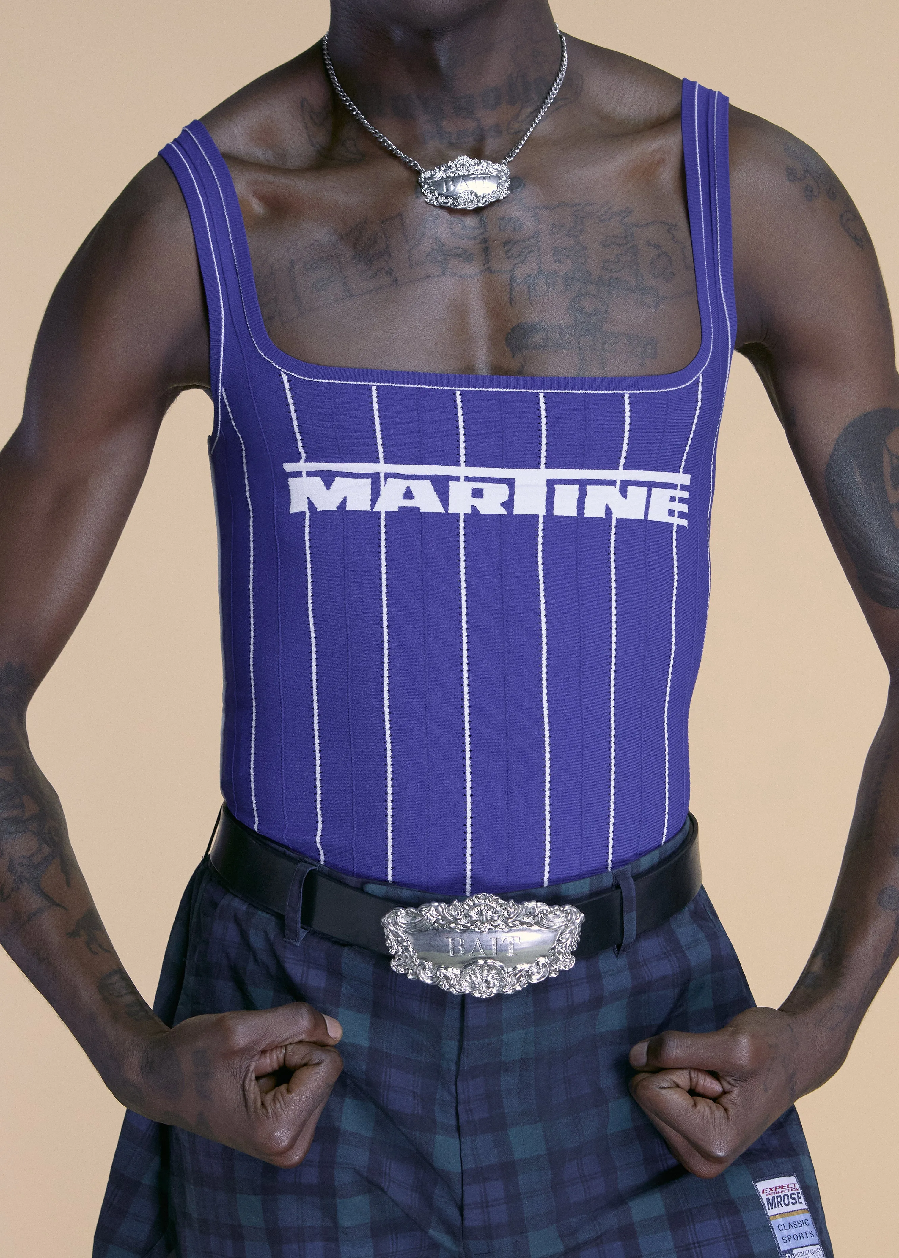 LOGO VEST in BLUE sold by Martine Rose product image thumbnail 3