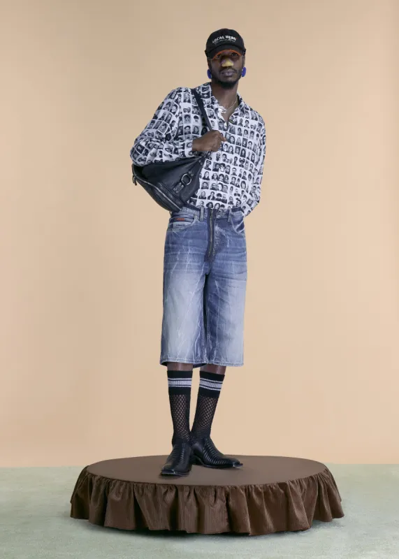 ZIP JEAN SHORT in BLUE made by Martine Rose