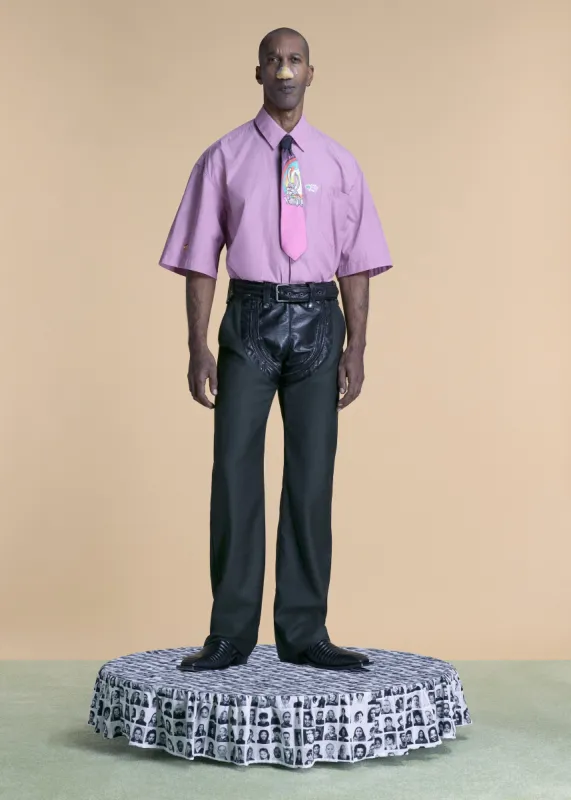 S/S BOXY WRAP SHIRT in PURPLE-BLACK made by Martine Rose