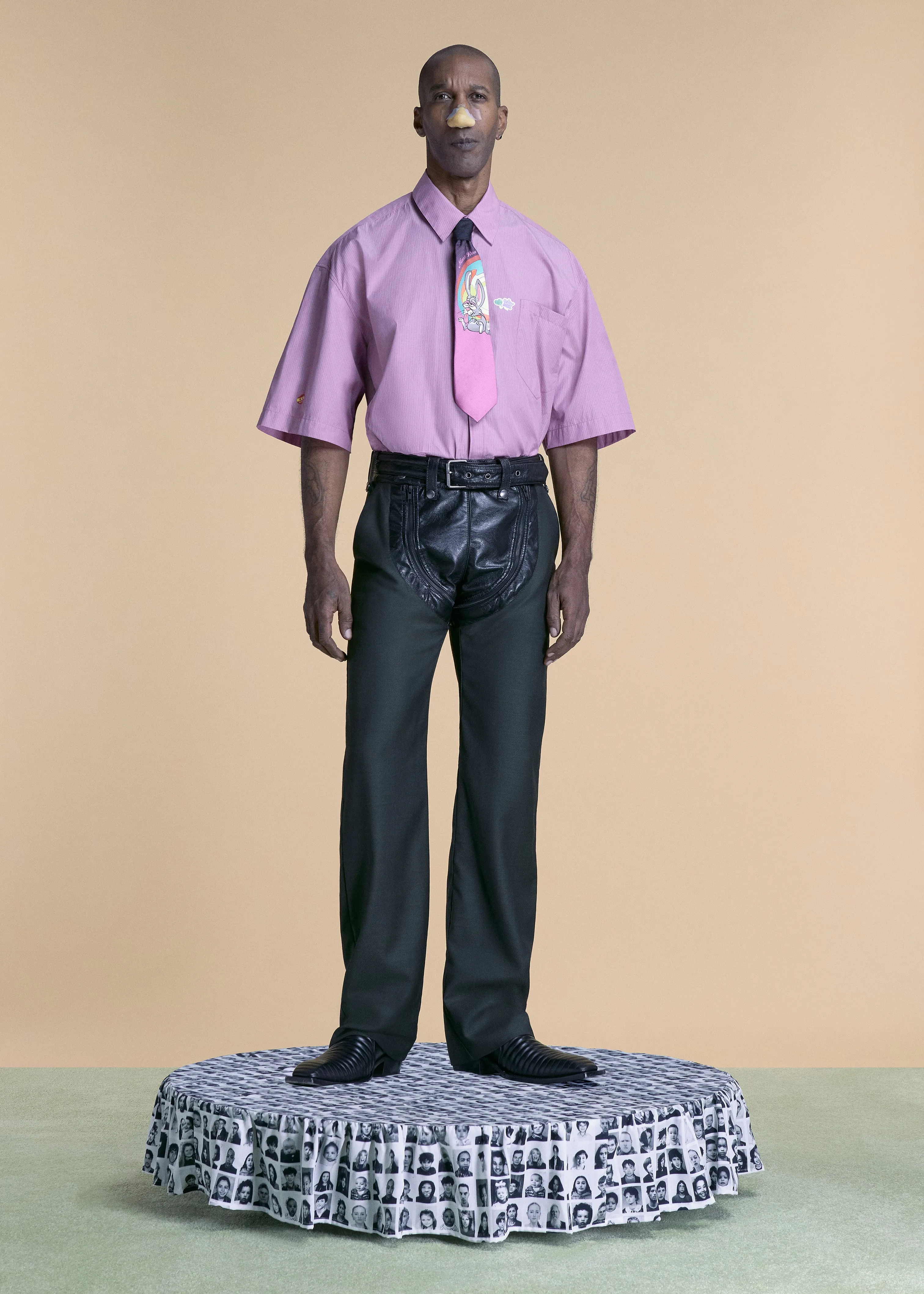 S/S BOXY WRAP SHIRT in PURPLE-BLACK sold by Martine Rose