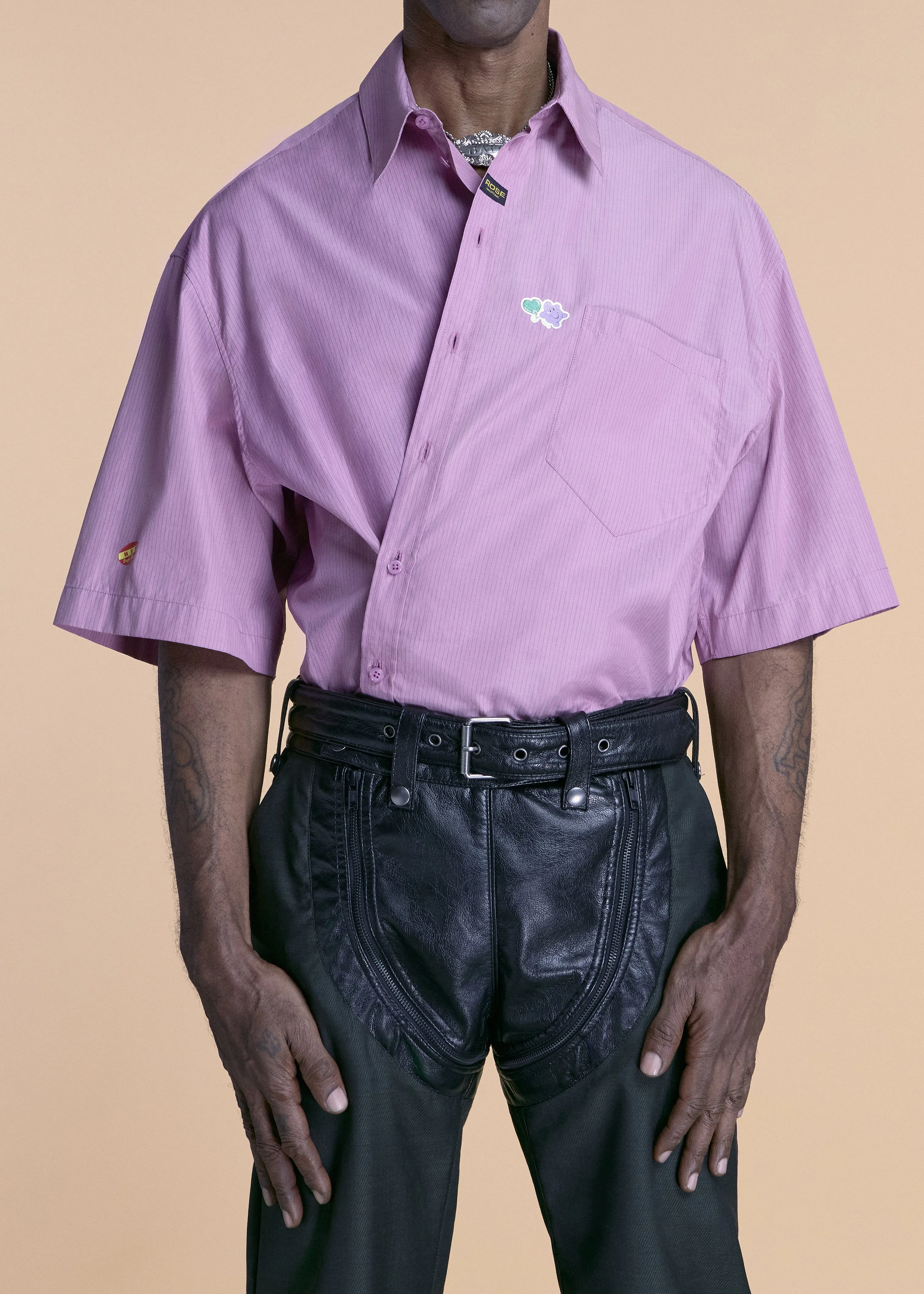 S/S BOXY WRAP SHIRT in PURPLE-BLACK sold by Martine Rose product image thumbnail 3