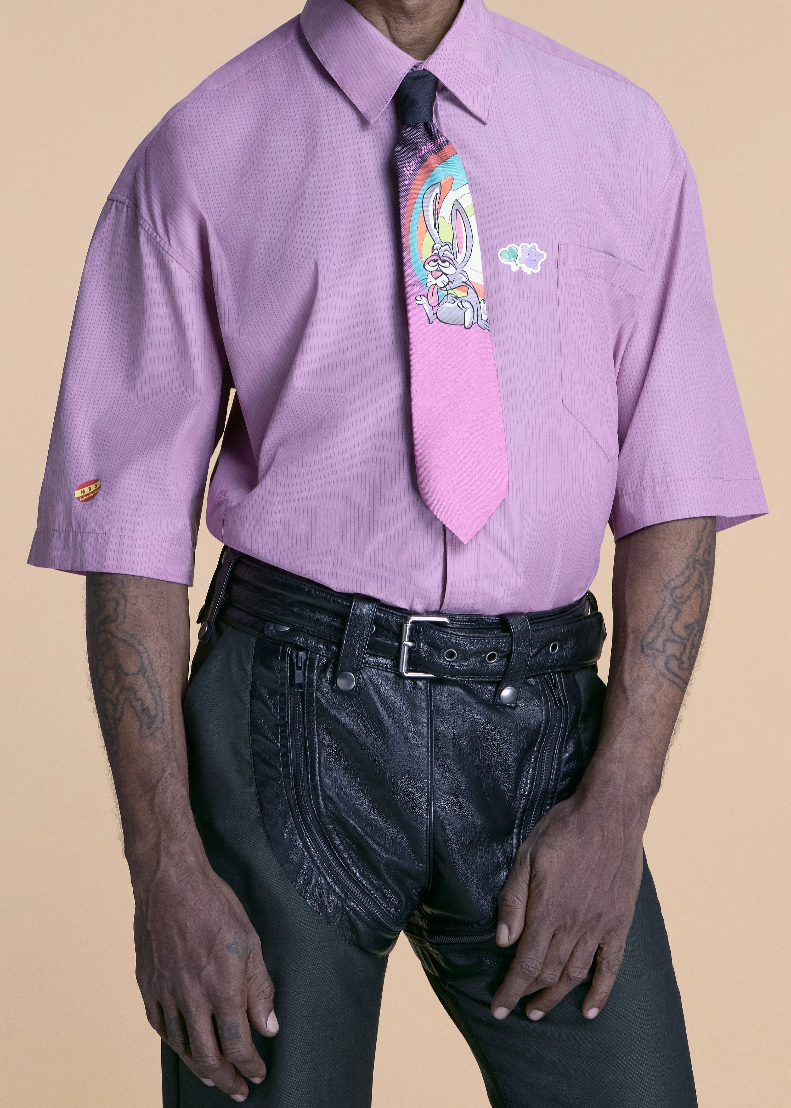 S/S BOXY WRAP SHIRT in PURPLE-BLACK sold by Martine Rose product image thumbnail 2