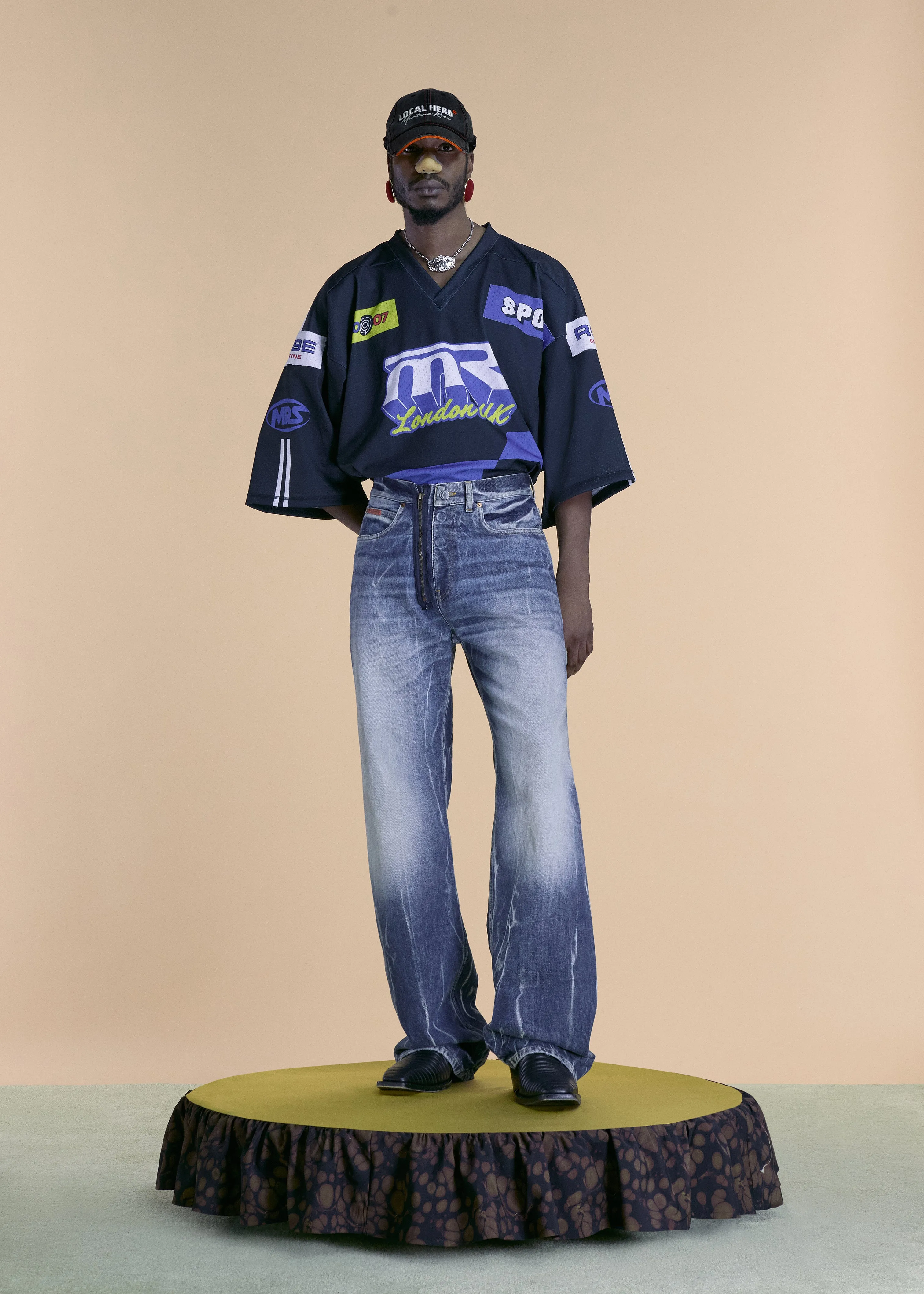 OVERSIZED FOOTBALL TOP in BLACK sold by Martine Rose