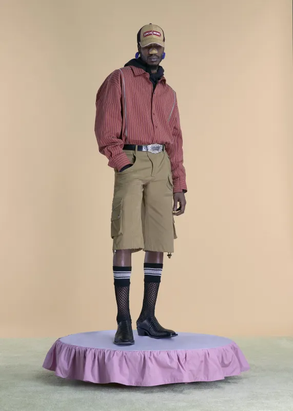 CUT OVERSHIRT in RED-YELLOW sold by Martine Rose