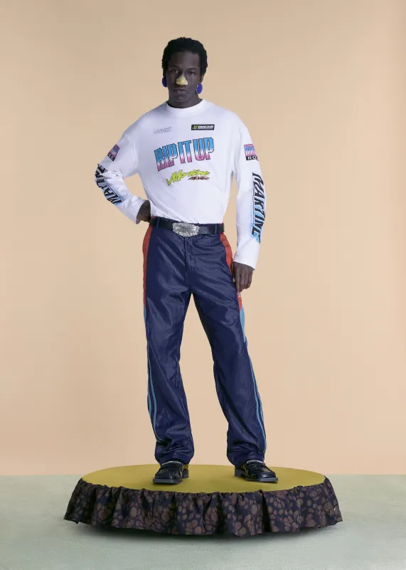 FUNNEL NECK L/S T-SHIRT in WHITE sold by Martine Rose
