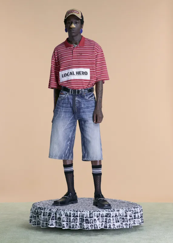 OVERSIZED PANELLED POLO in RED made by Martine Rose