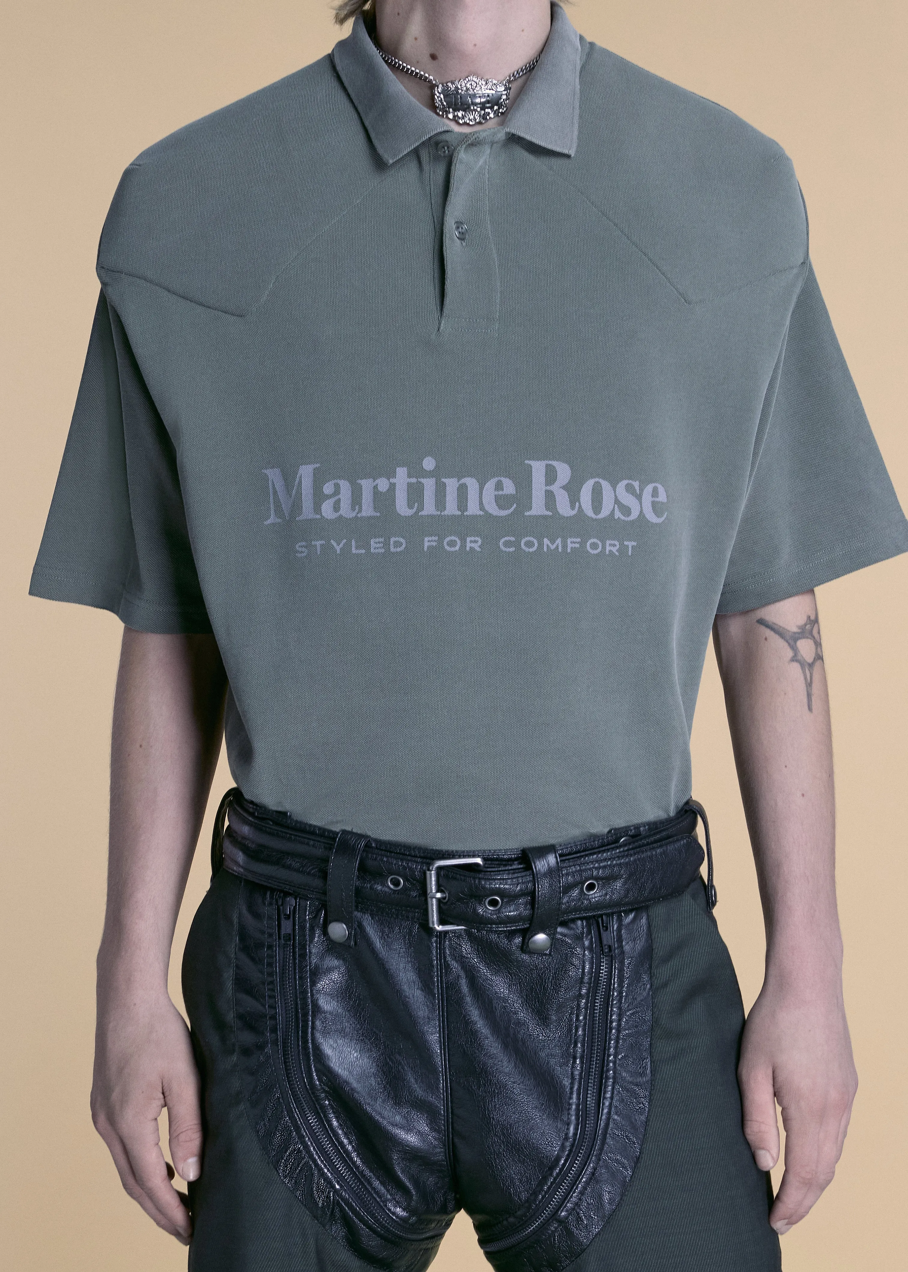 PADDED POLO in GREEN sold by Martine Rose product image thumbnail 3
