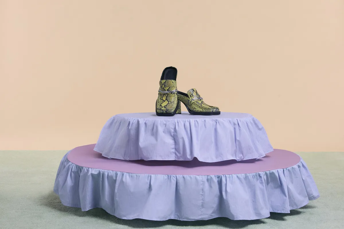 SQUARE TOE HEEL in YELLOW sold by Martine Rose