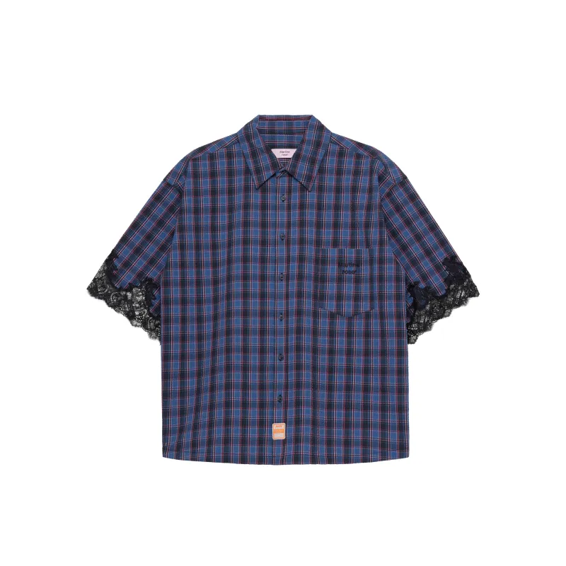 LACE OVERSHIRT in BLUE CHECK made by Martine Rose