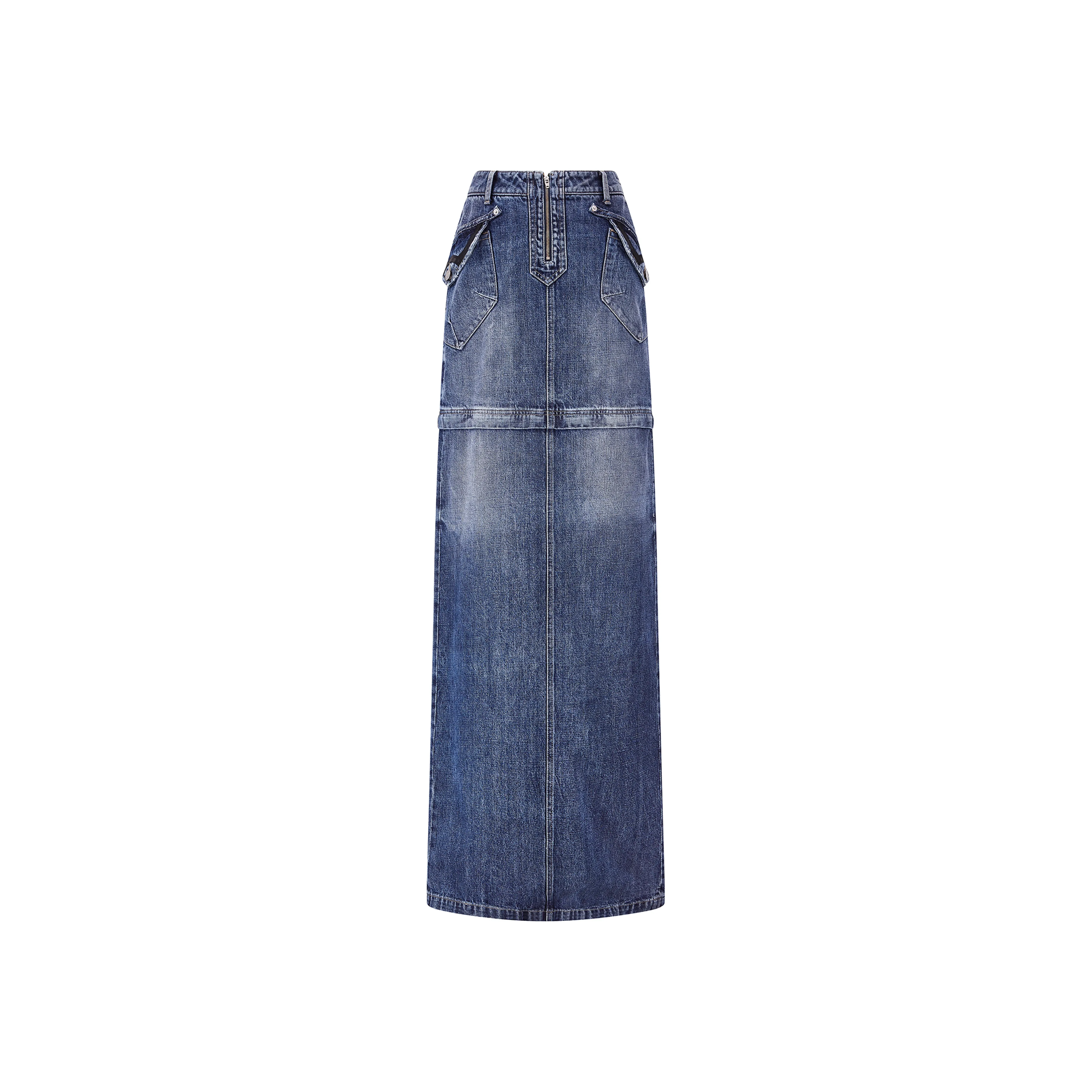 ZIP OFF DENIM SKIRT in BLUE sold by Martine Rose