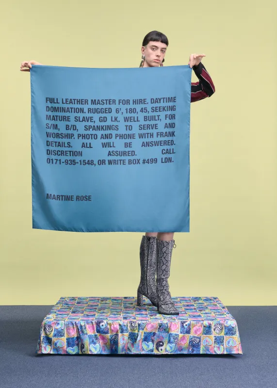 CLASSIFIED SCARF in BLUE made by Martine Rose