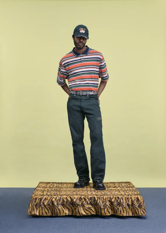 OVERSIZED POLO in GREEN & ORANGE STRIPE sold by Martine Rose