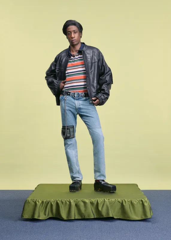 BUMBAG JACKET in BLACK LEATHER made by Martine Rose