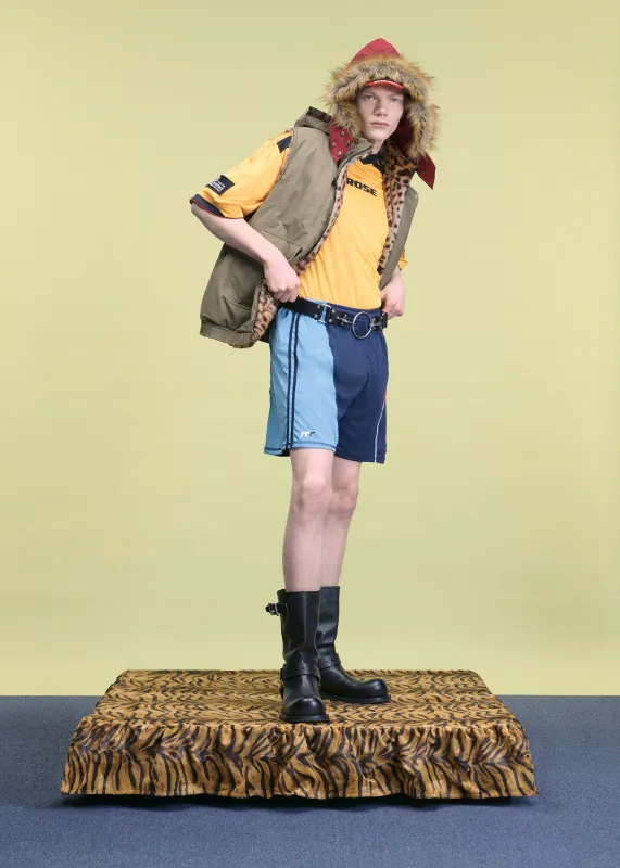 COLLAGE FOOTBALL SHORTS in BLUE sold by Martine Rose