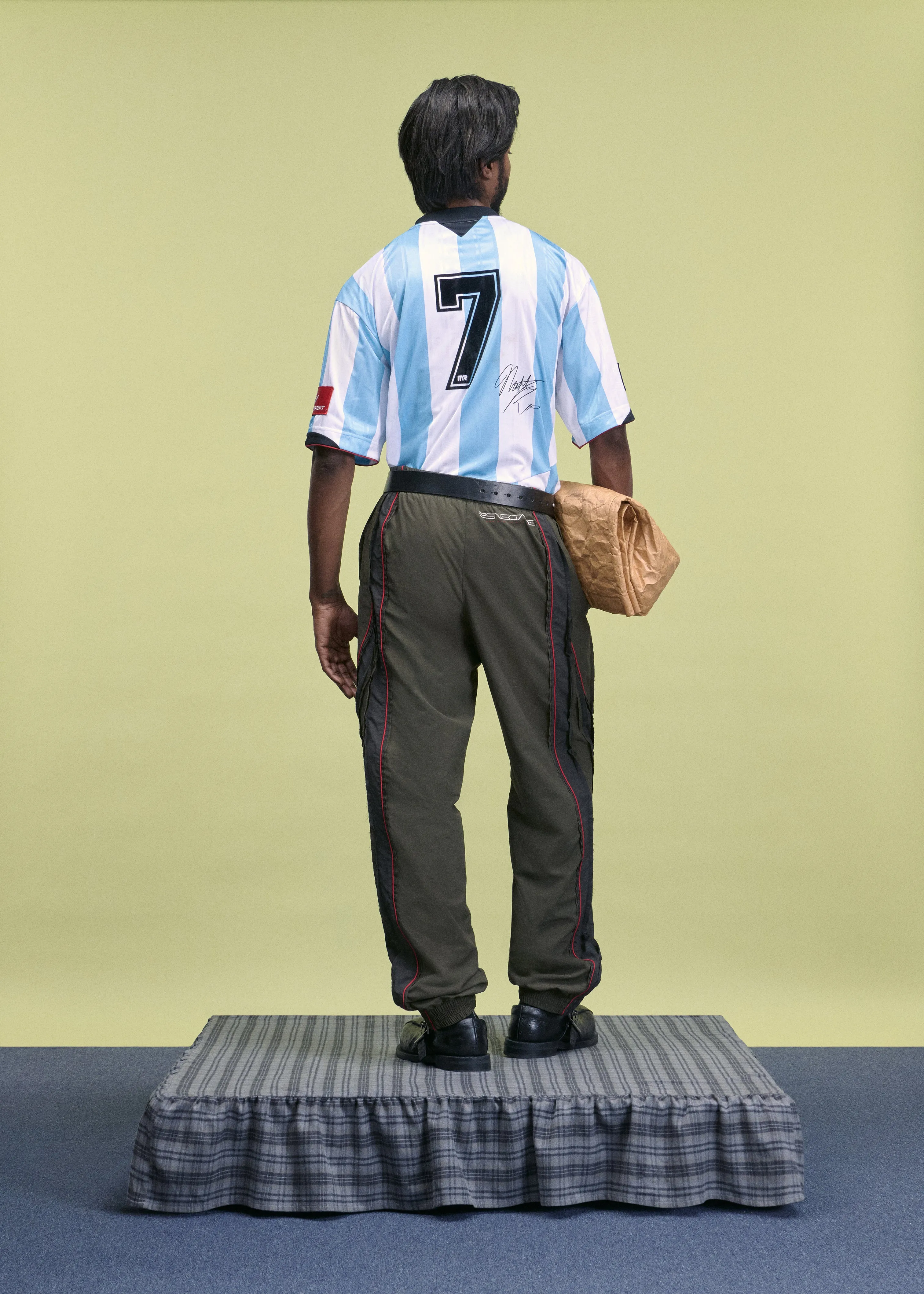 PRINTED FOOTBALL TOP in BLUE STRIPE sold by Martine Rose product image thumbnail 4