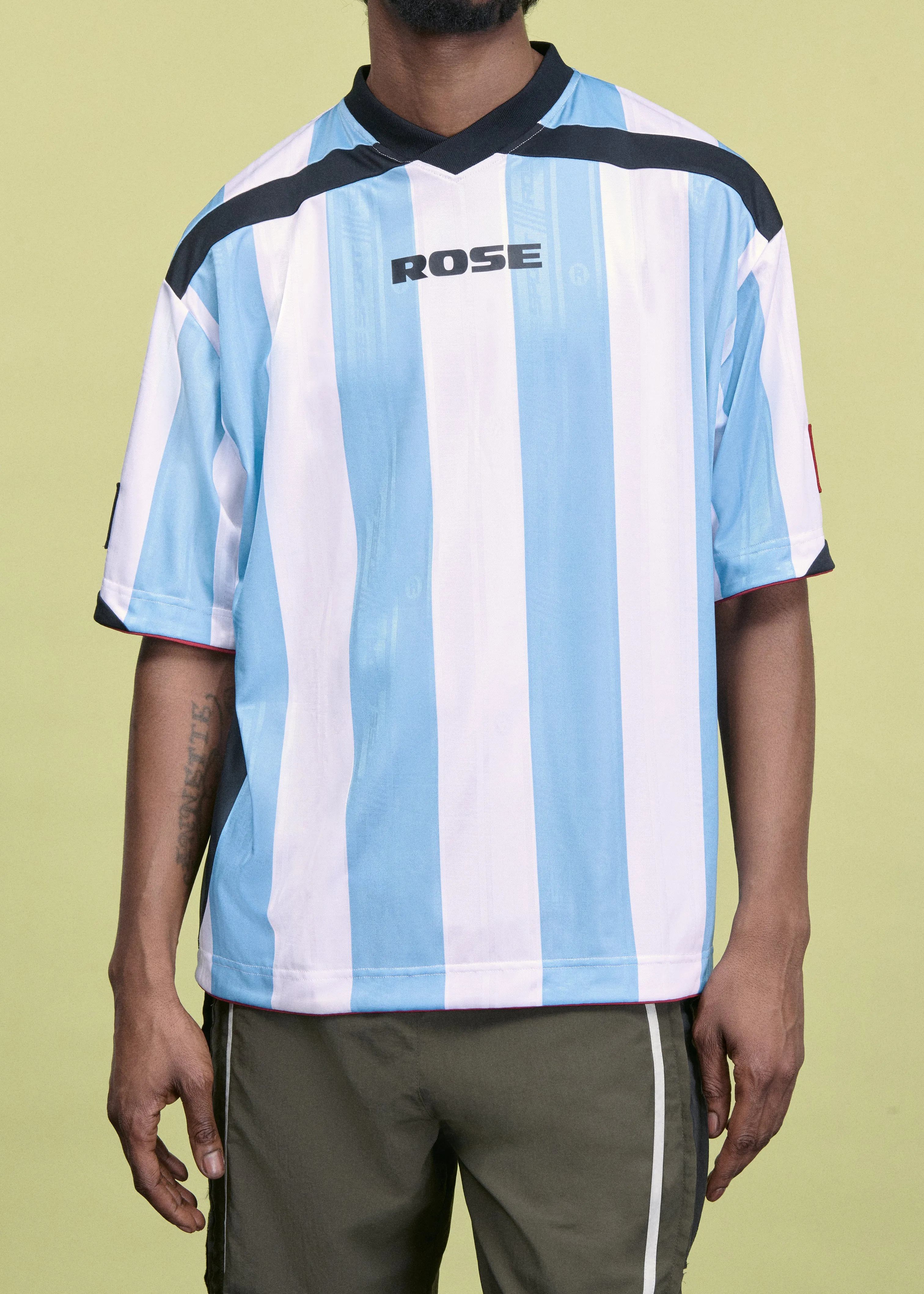 PRINTED FOOTBALL TOP in BLUE STRIPE sold by Martine Rose product image thumbnail 2