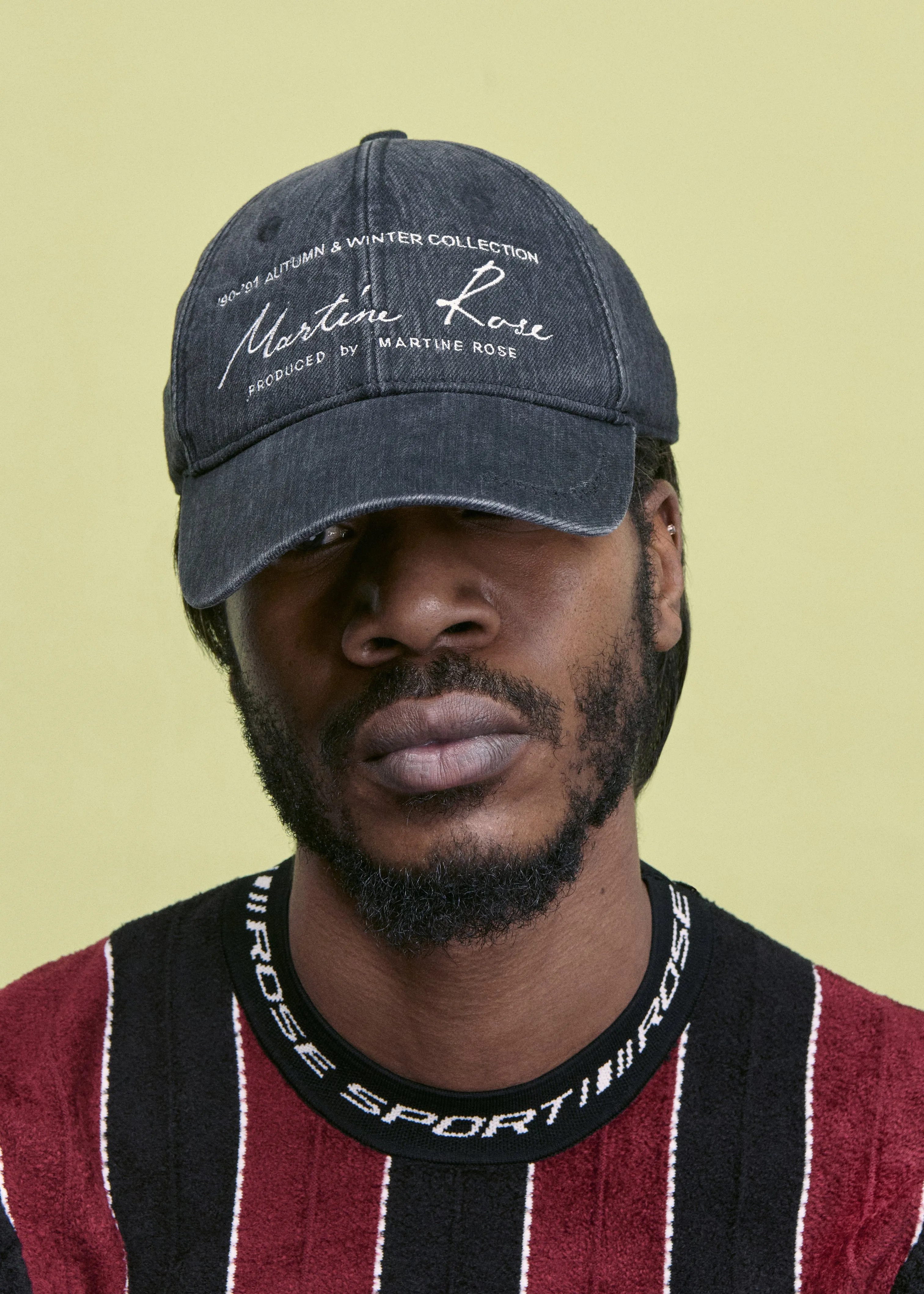 SIGNATURE CAP in WASHED BLACK sold by Martine Rose