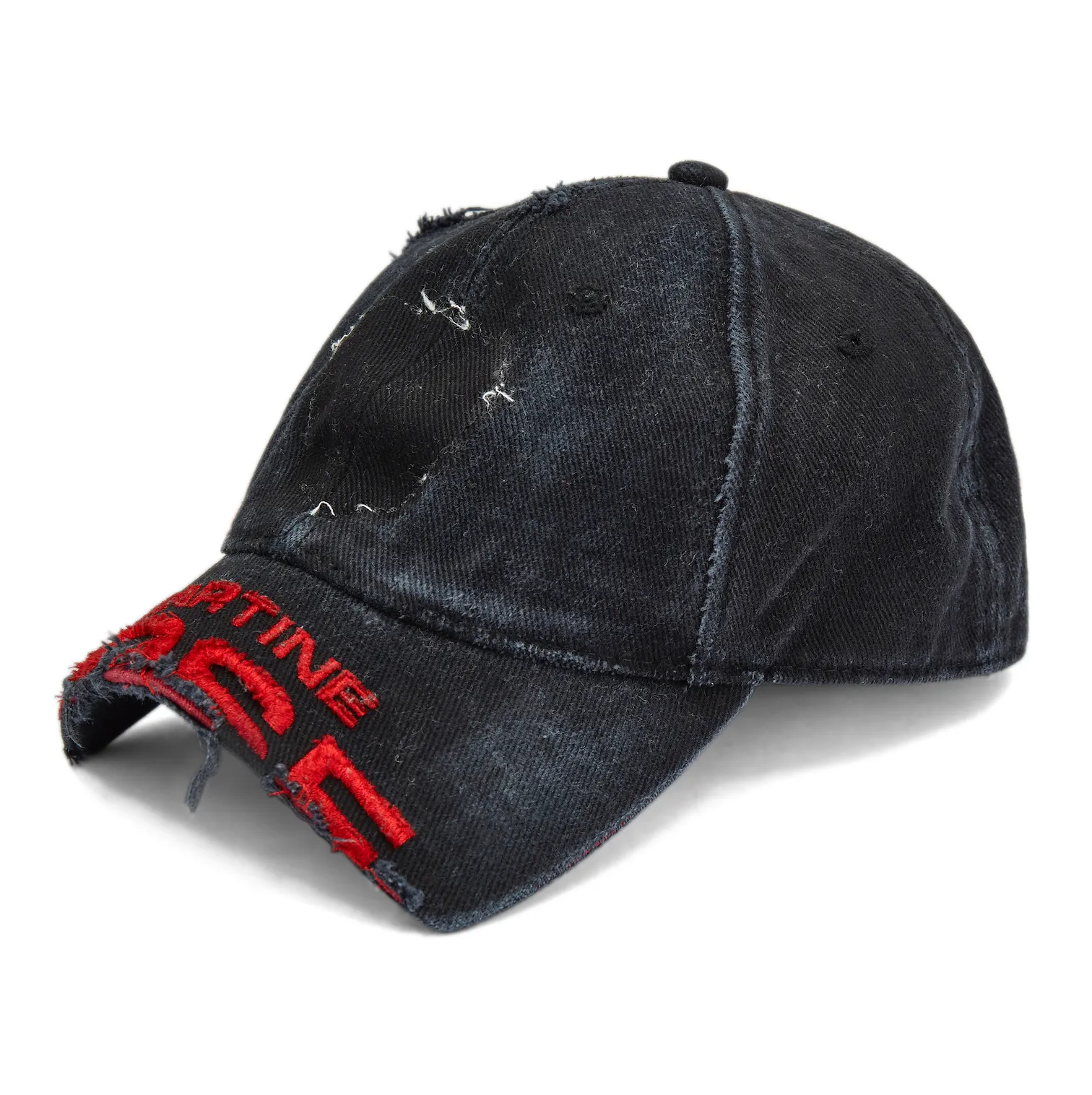CUT PEAK CAP in WASHED BLACK sold by Martine Rose product image thumbnail 4