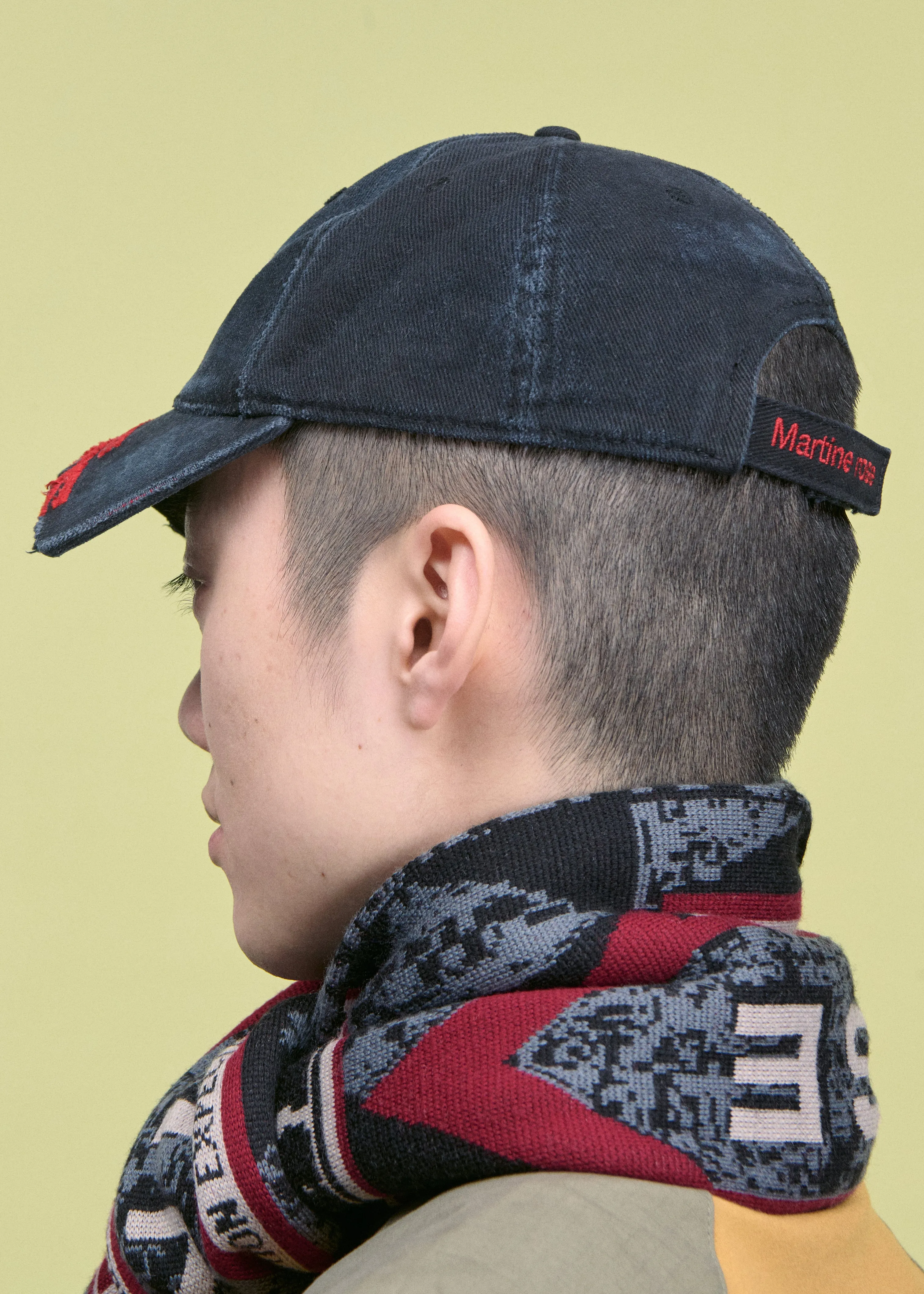 CUT PEAK CAP in WASHED BLACK sold by Martine Rose product image thumbnail 3