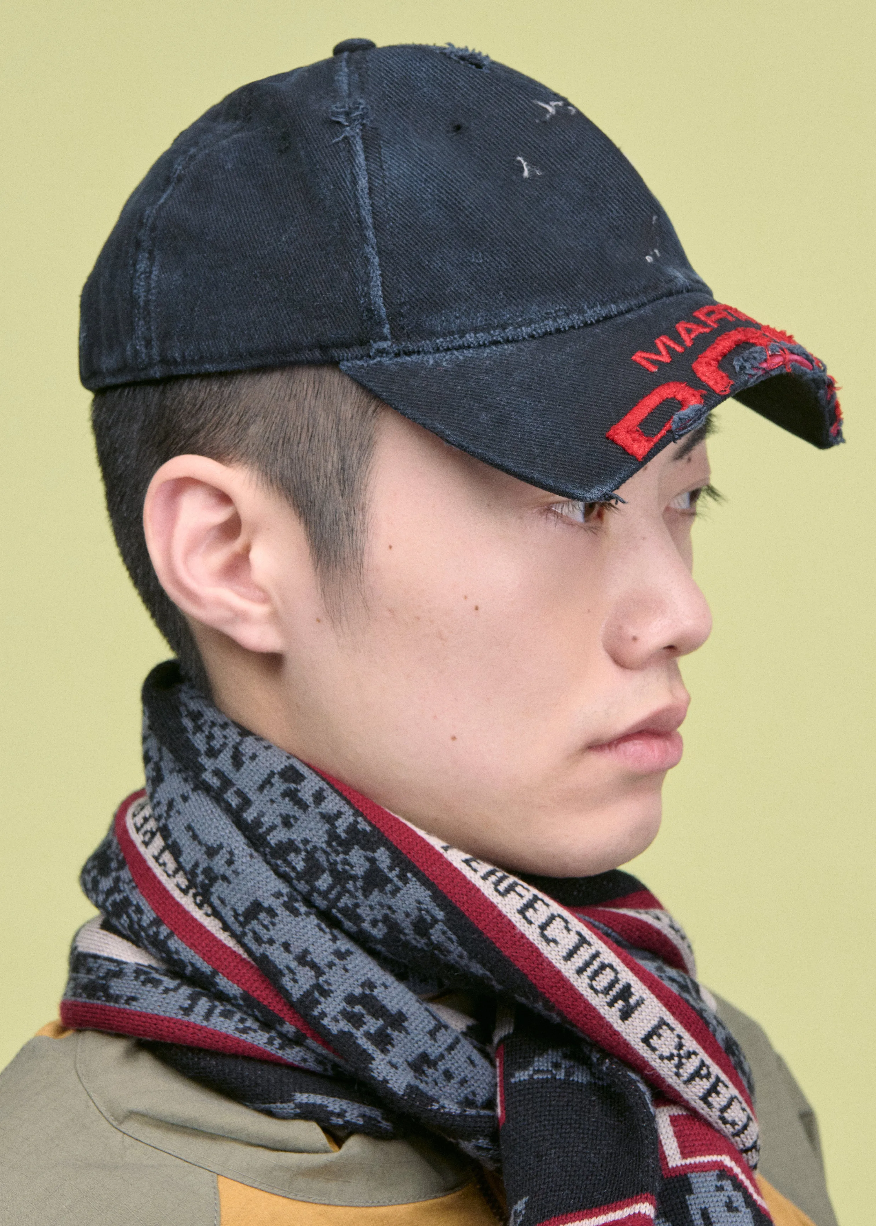 CUT PEAK CAP in WASHED BLACK sold by Martine Rose product image thumbnail 2