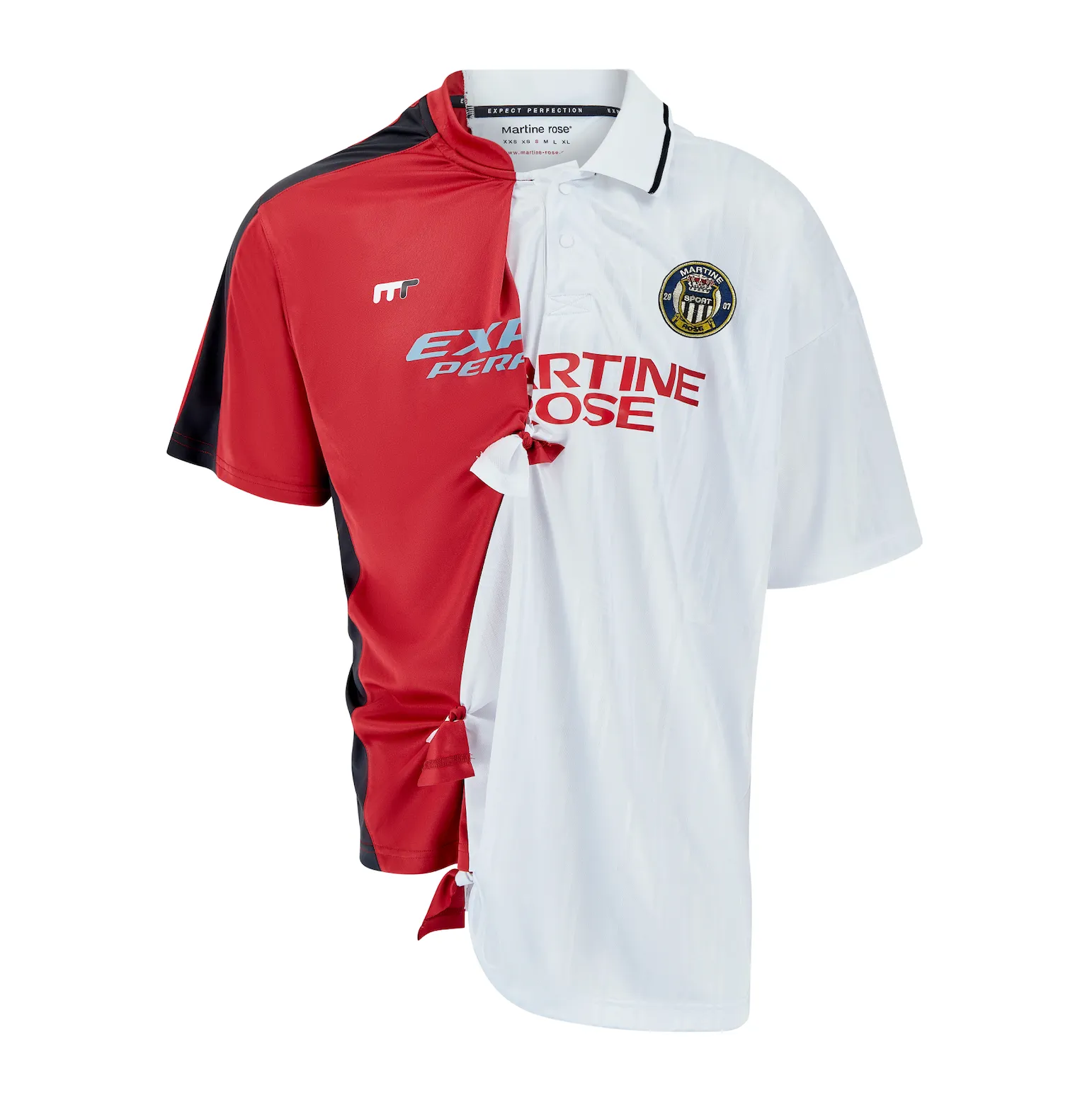 COLLAGE FOOTBALL TOP in WHITE & BURGUNDY sold by Martine Rose product image thumbnail 5